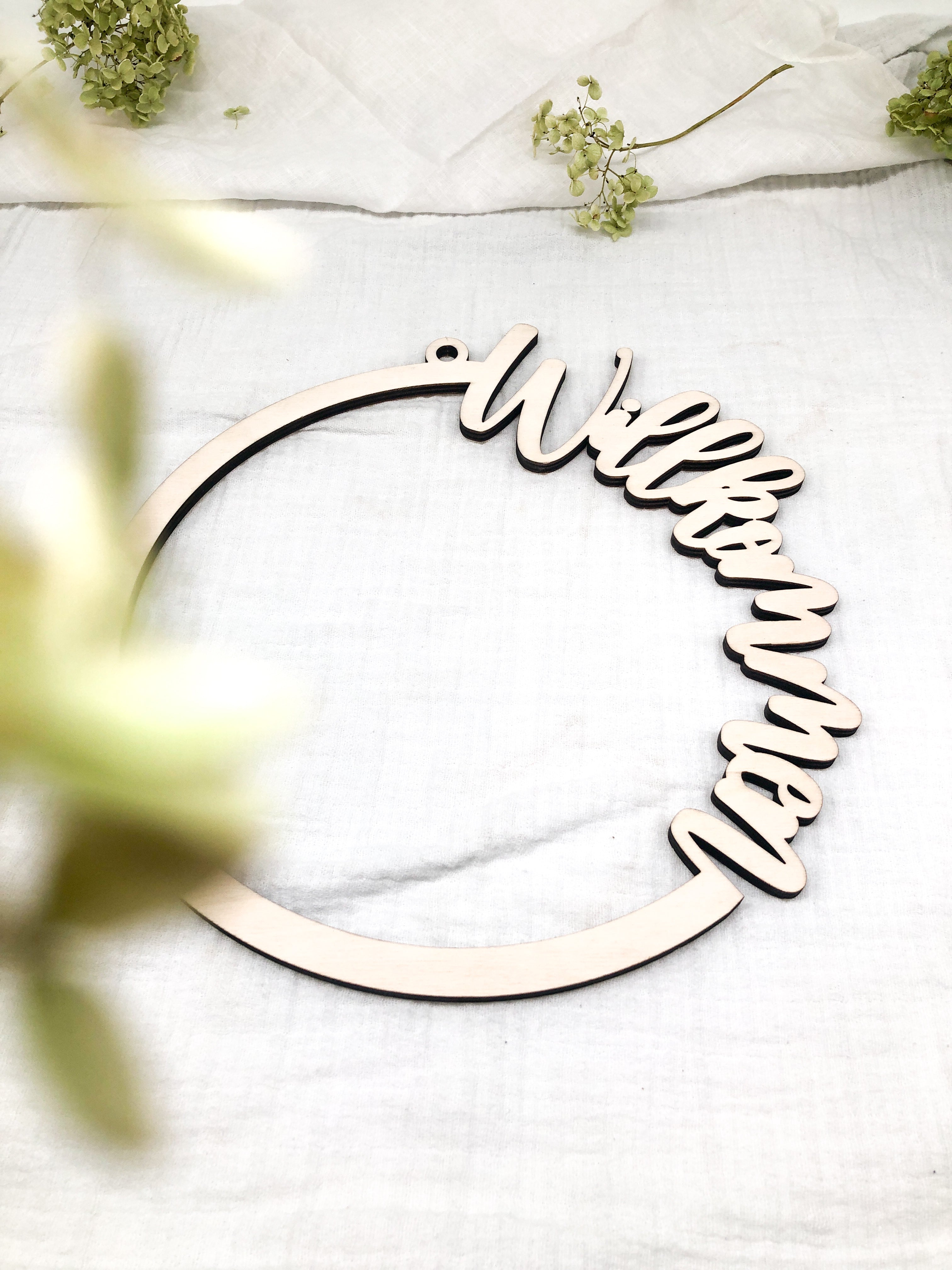 Holzkranz Willkommen