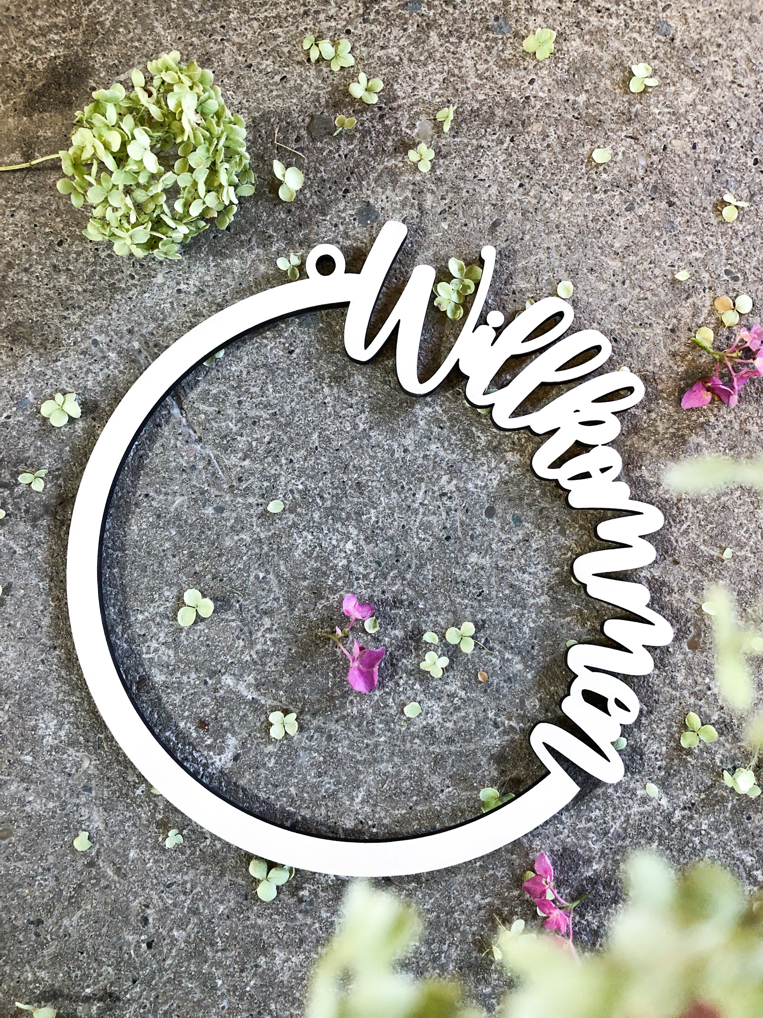 Holzkranz Willkommen