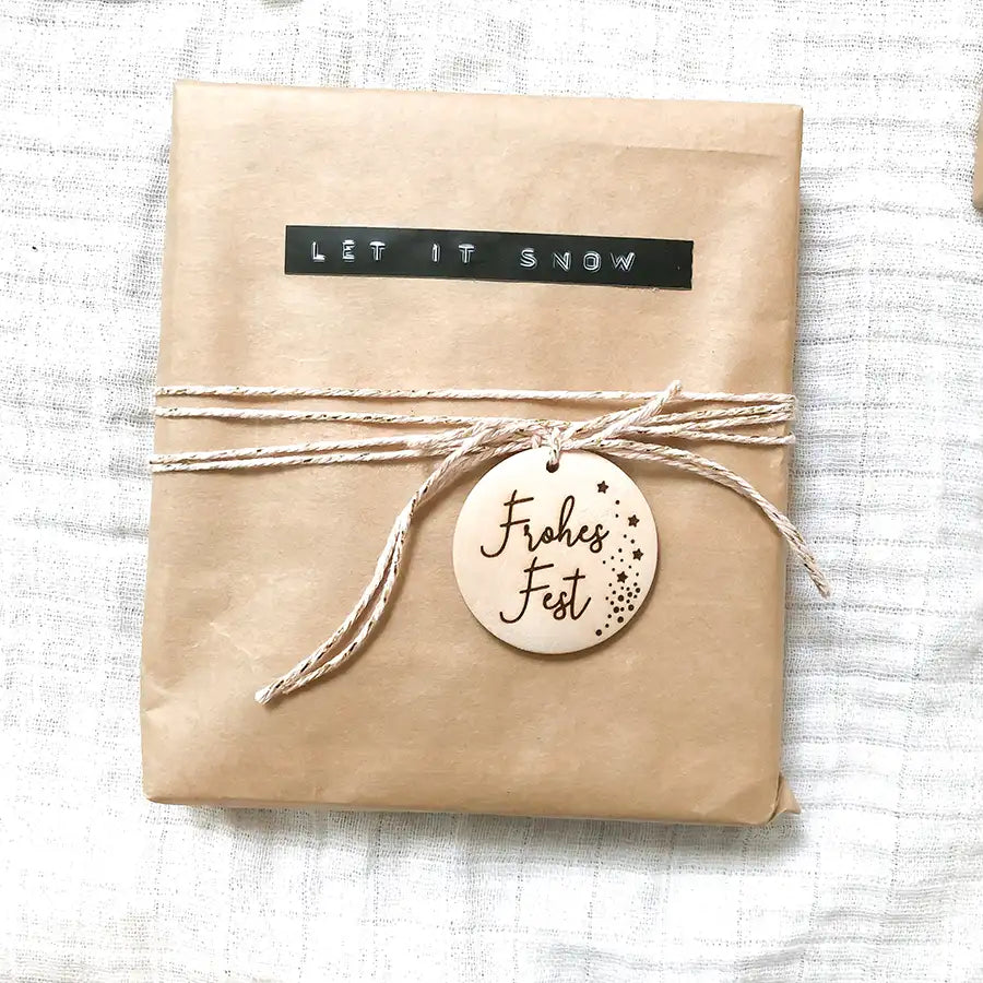 geschenkanhänger frohes fest holz