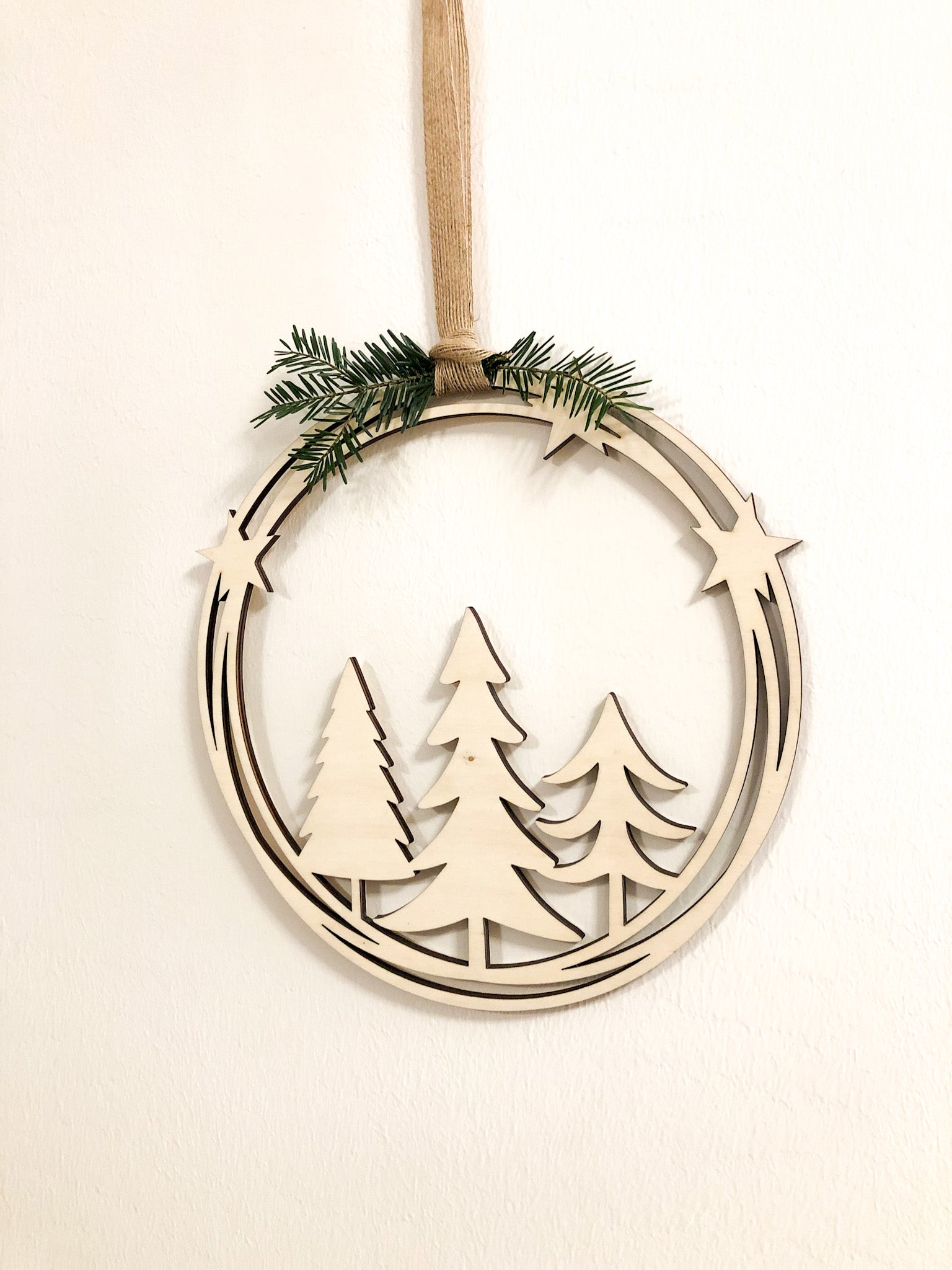 Holzkranz Türkranz Weihnachten Tannenbäume natur
