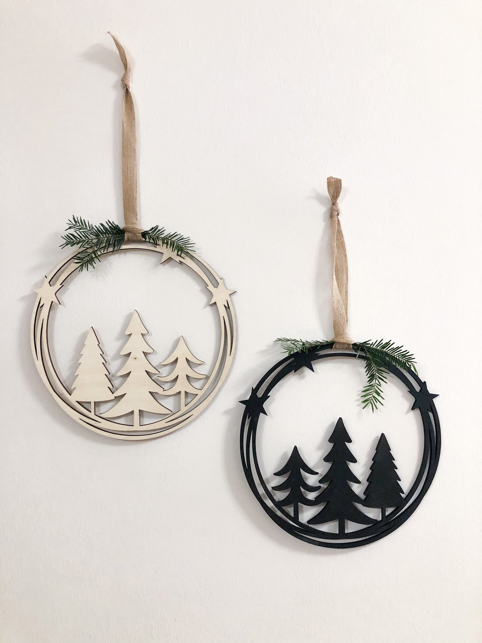 Holzkranz Türkranz Weihnachten Tannenbäume natur