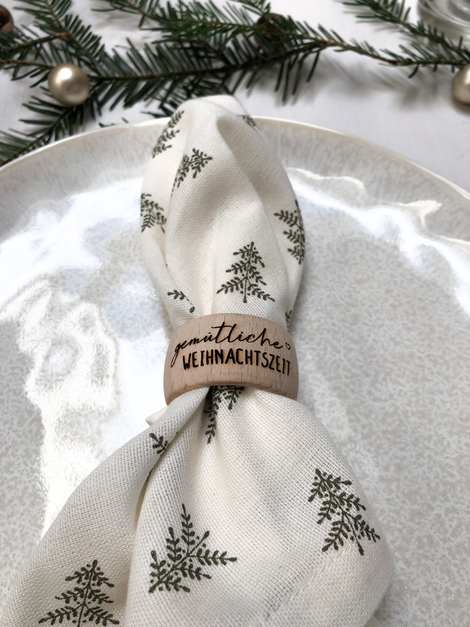 Serviettenring aus Holz graviert gemütliche Weihnachtszeit