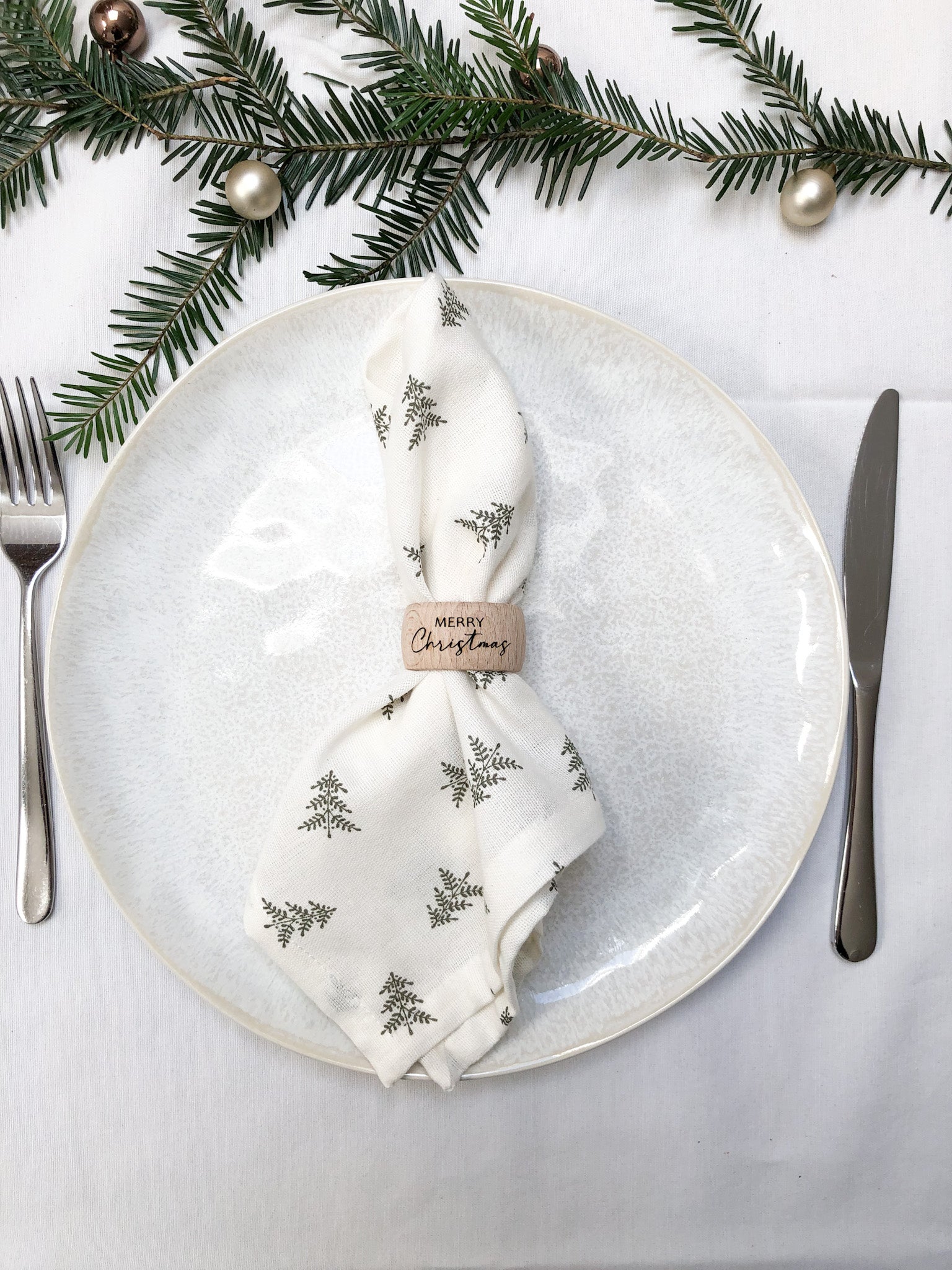 Serviettenring aus Holz graviert Merry Christmas