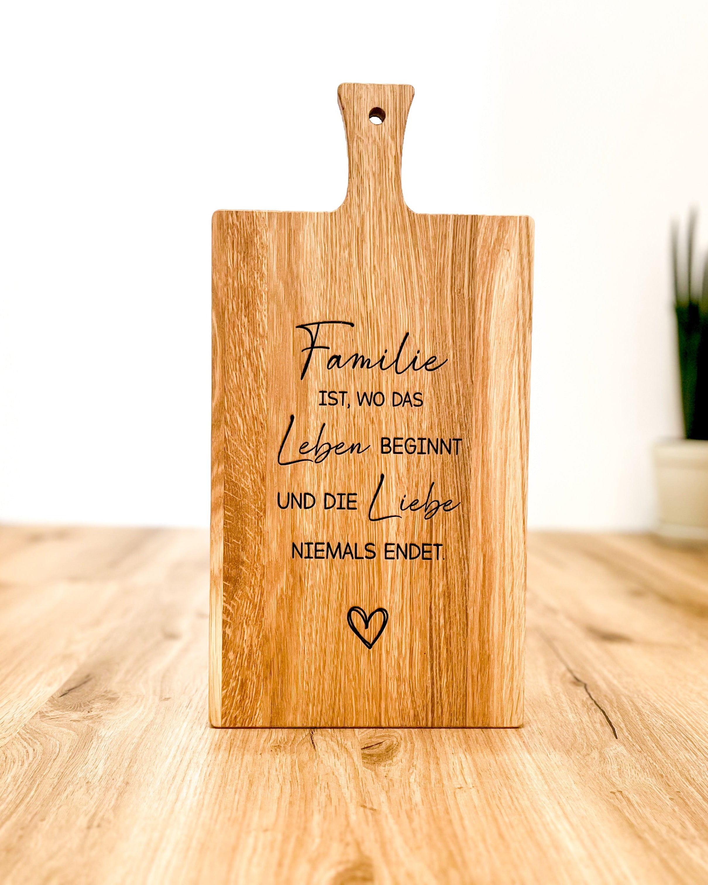 Holzbrett Schneidebrett Familie ist wo das Leben beginnt und die Liebe niemals endet