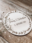 Holzschild Hochzeitsgeschenk 20cm mit Namen und Hochzeitsdatum personalisiert - Türschild