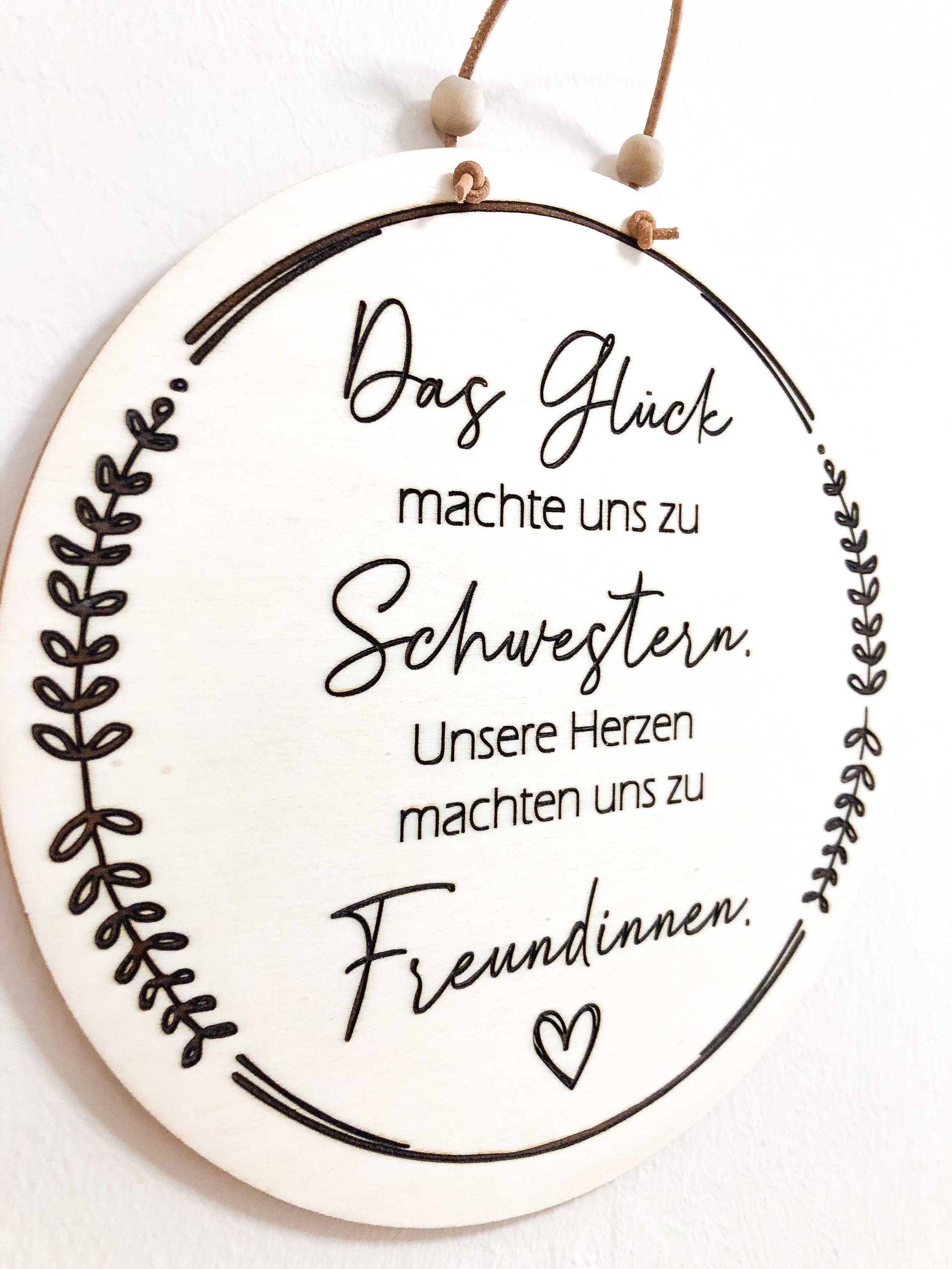 Wooden Sign Happiness made us sisters, our hearts made us friends