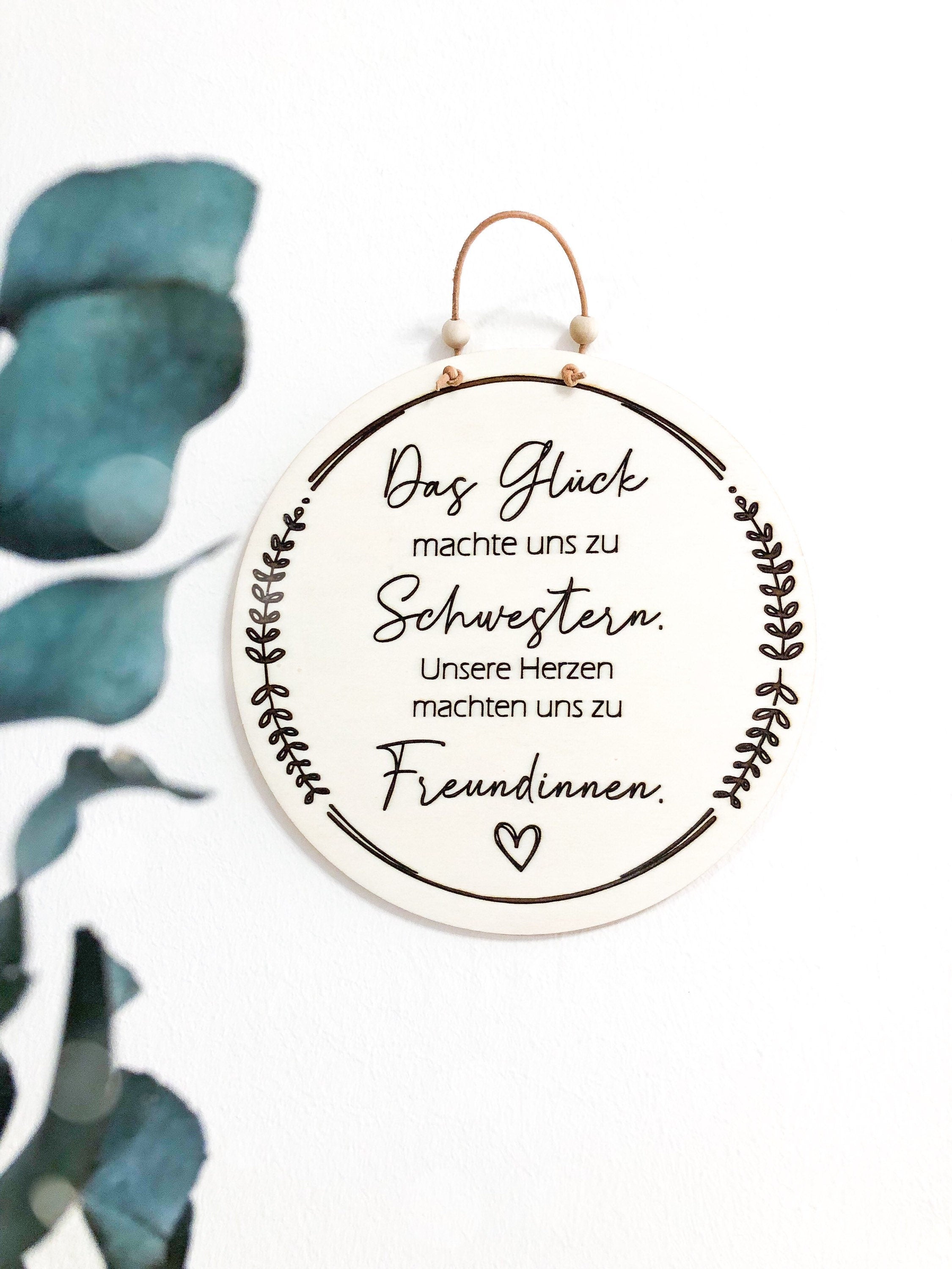 Wooden Sign Happiness made us sisters, our hearts made us friends