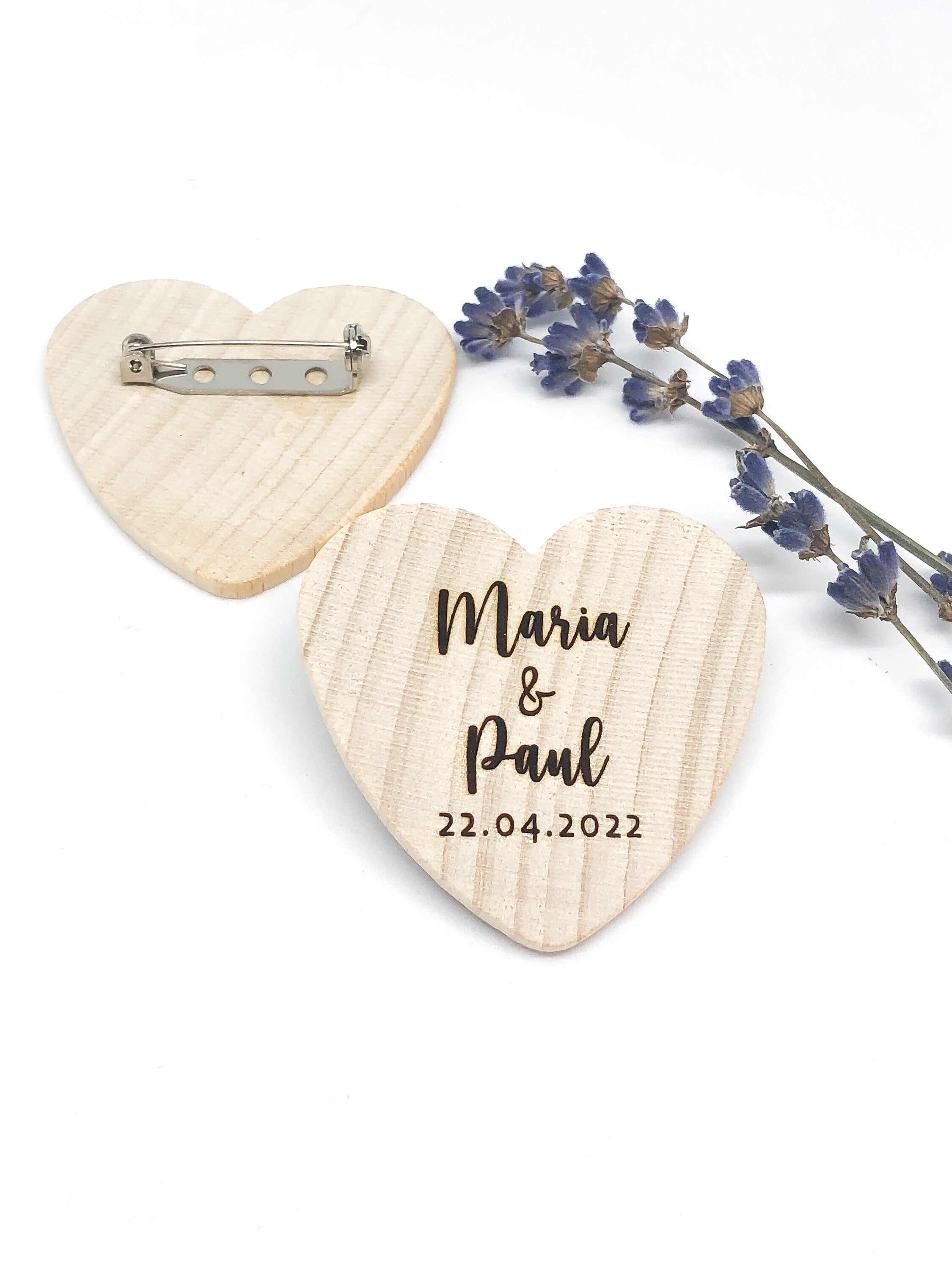 Personalized Wedding Heart Pin