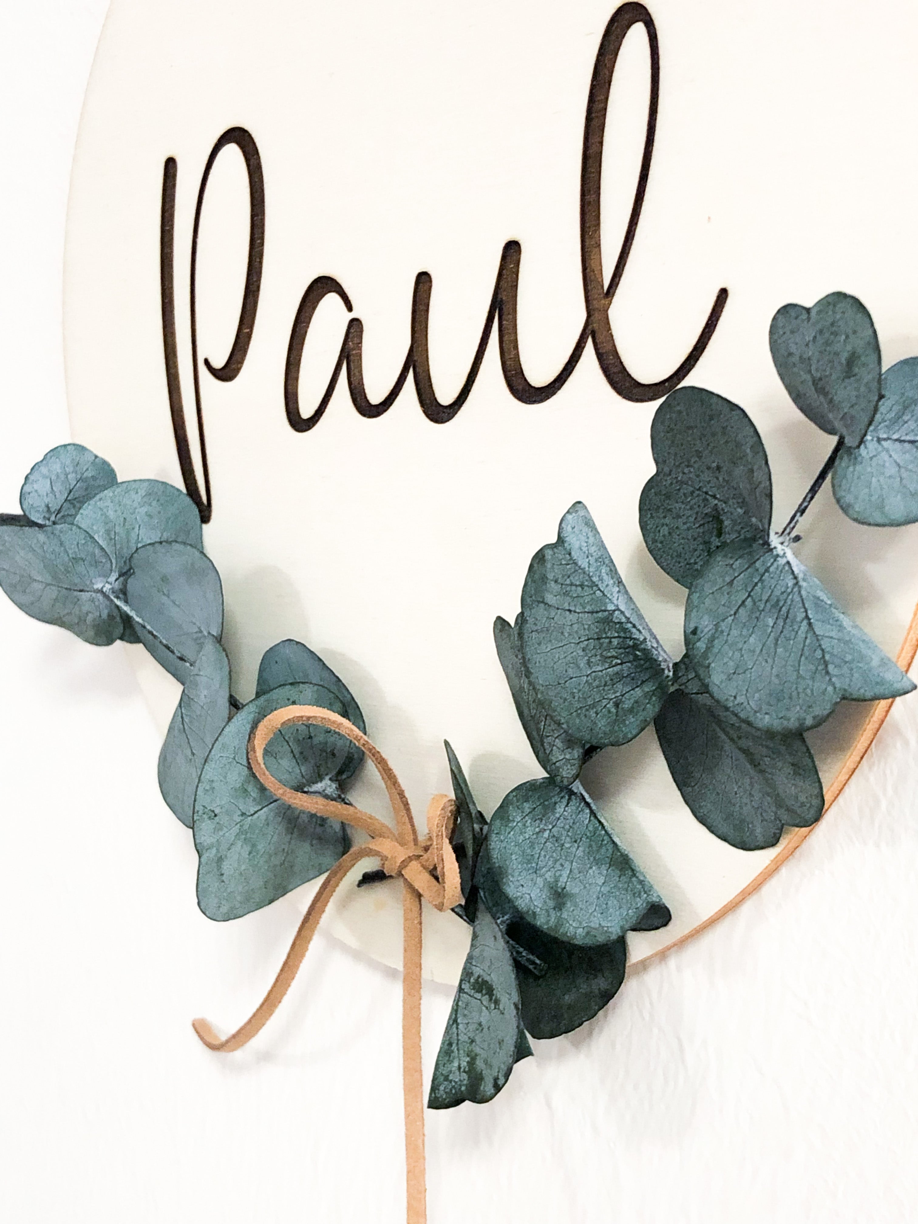 Name tag personalized with eucalyptus