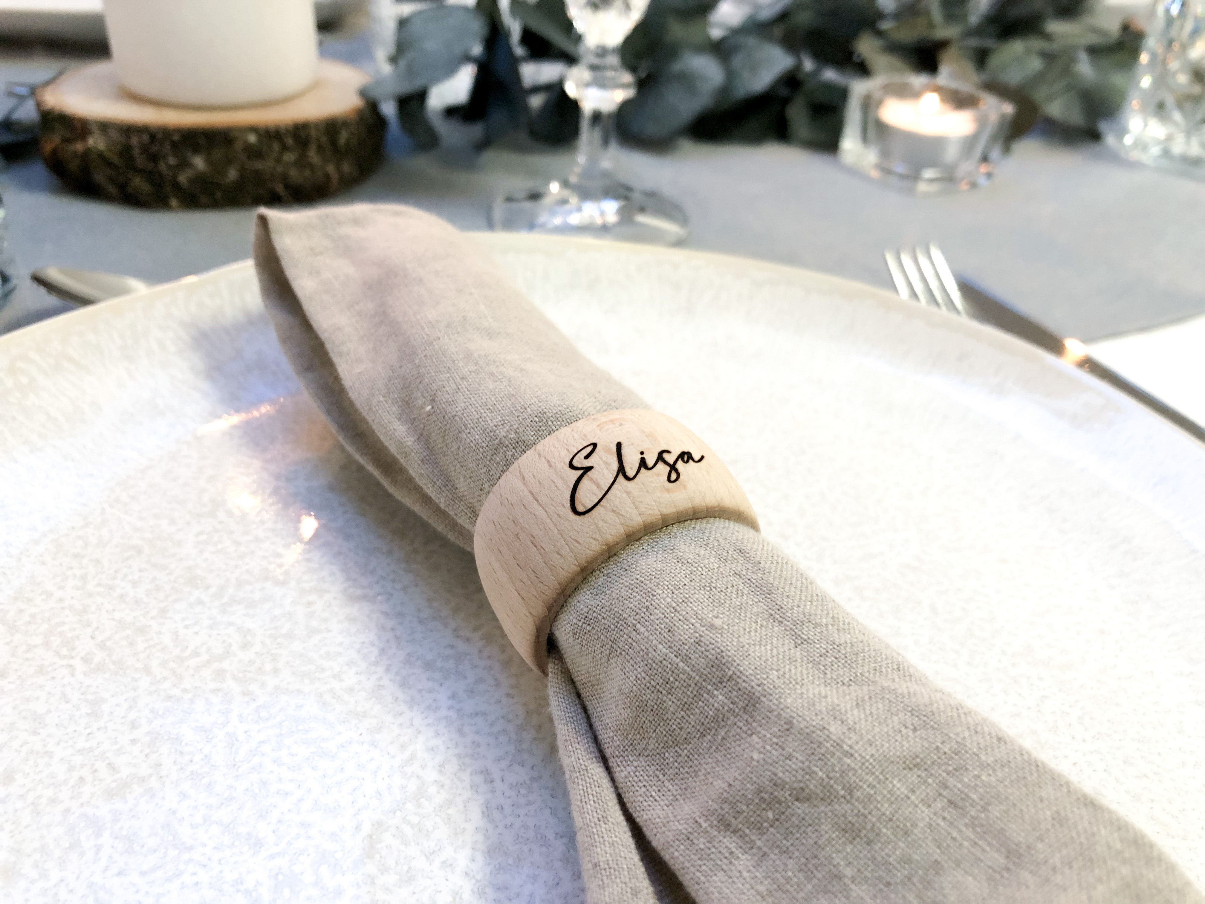 Personalized wooden napkin ring