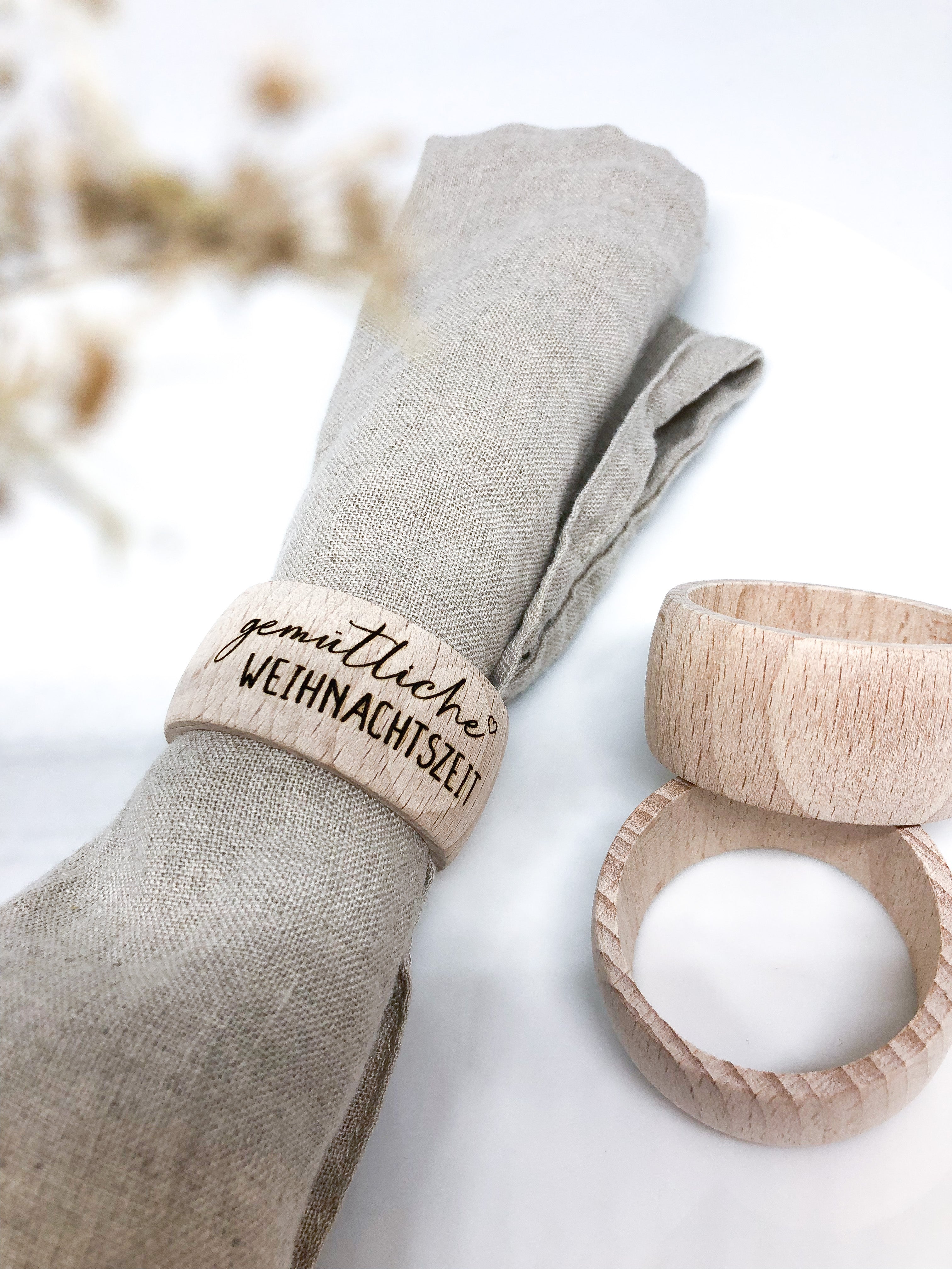 Serviettenring aus Holz graviert gemütliche Weihnachtszeit