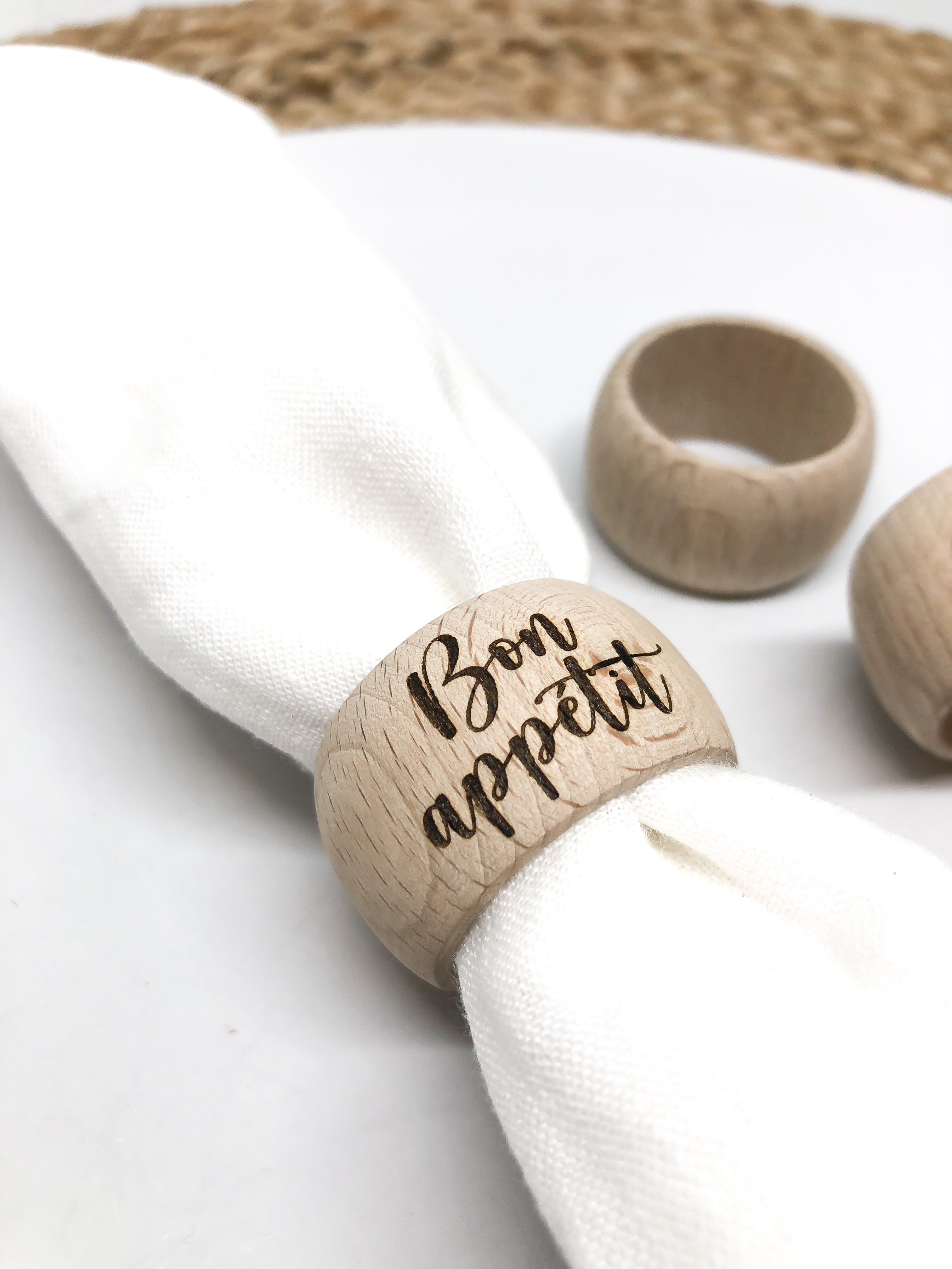 Serviettenring aus Holz Bon appétit