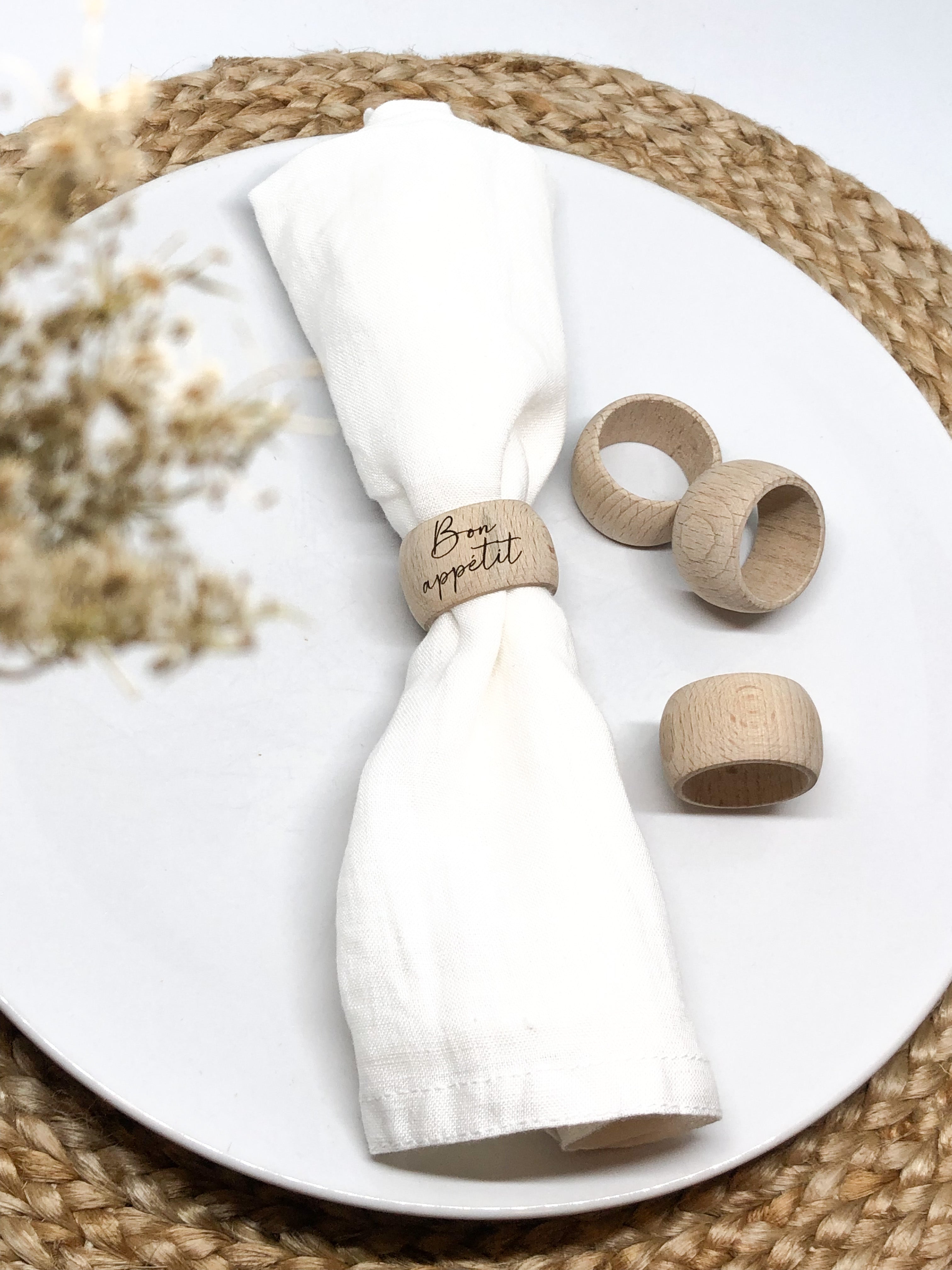 Serviettenring aus Holz Bon appétit