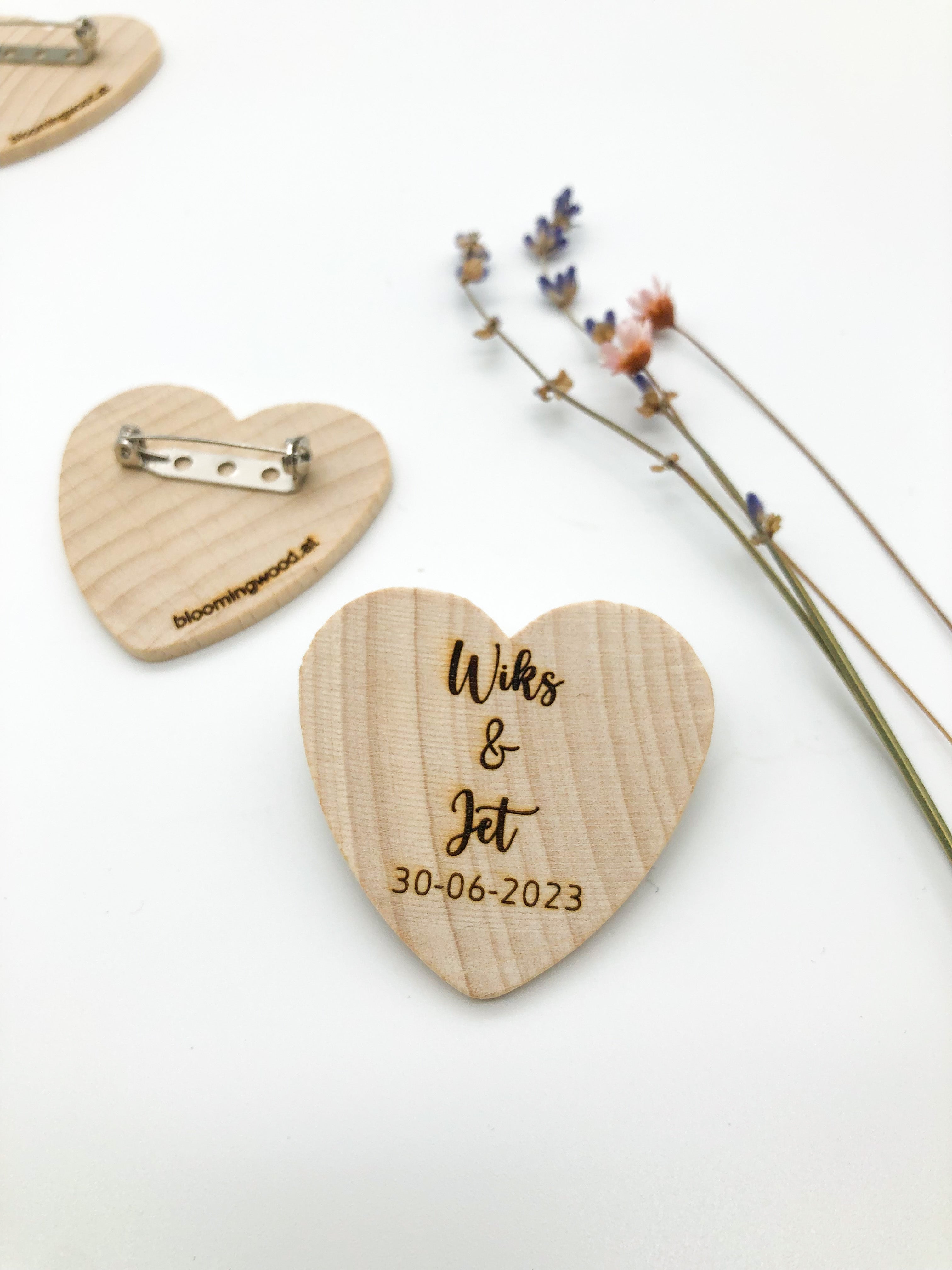 Personalized Wedding Heart Pin