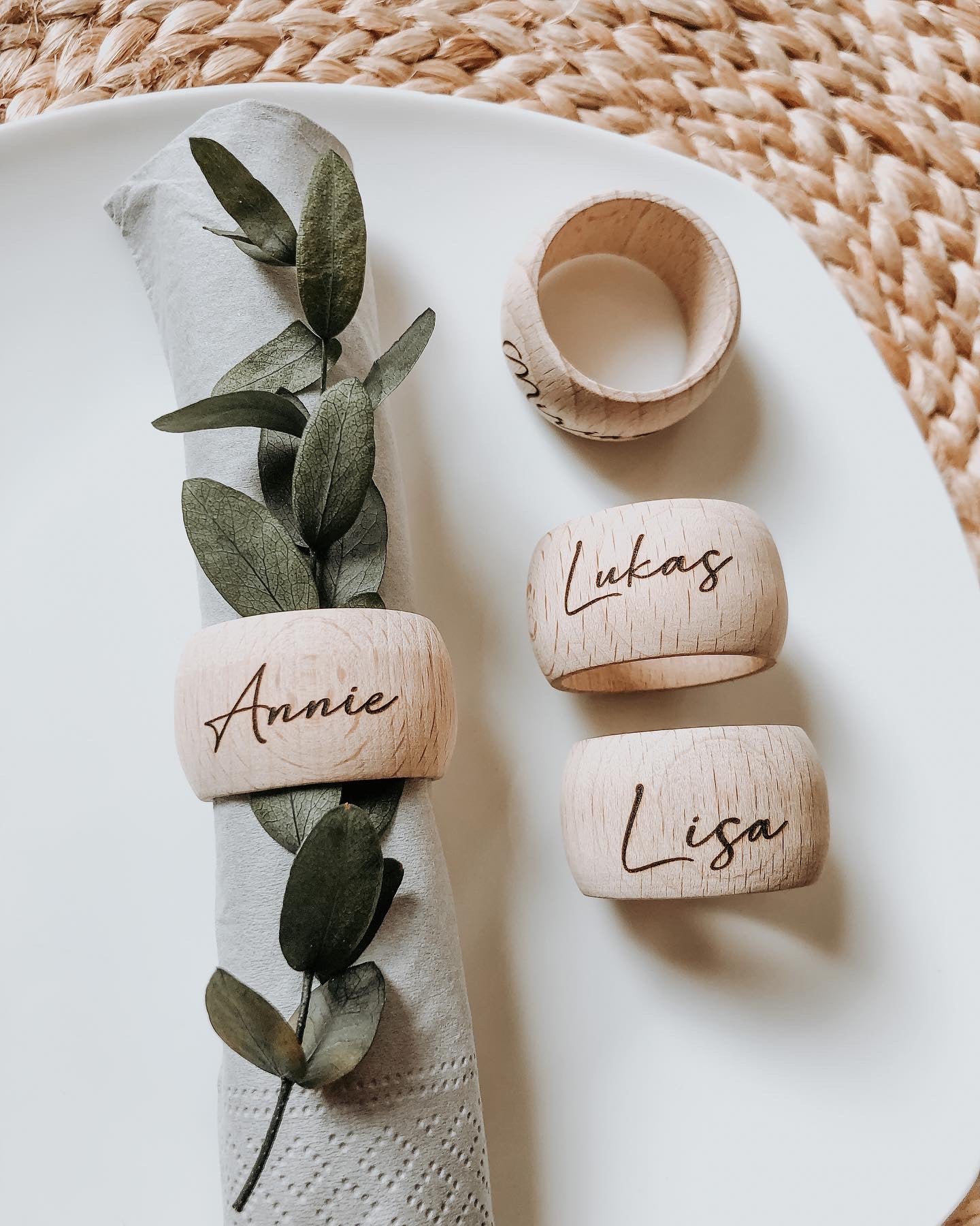 Personalized wooden napkin ring