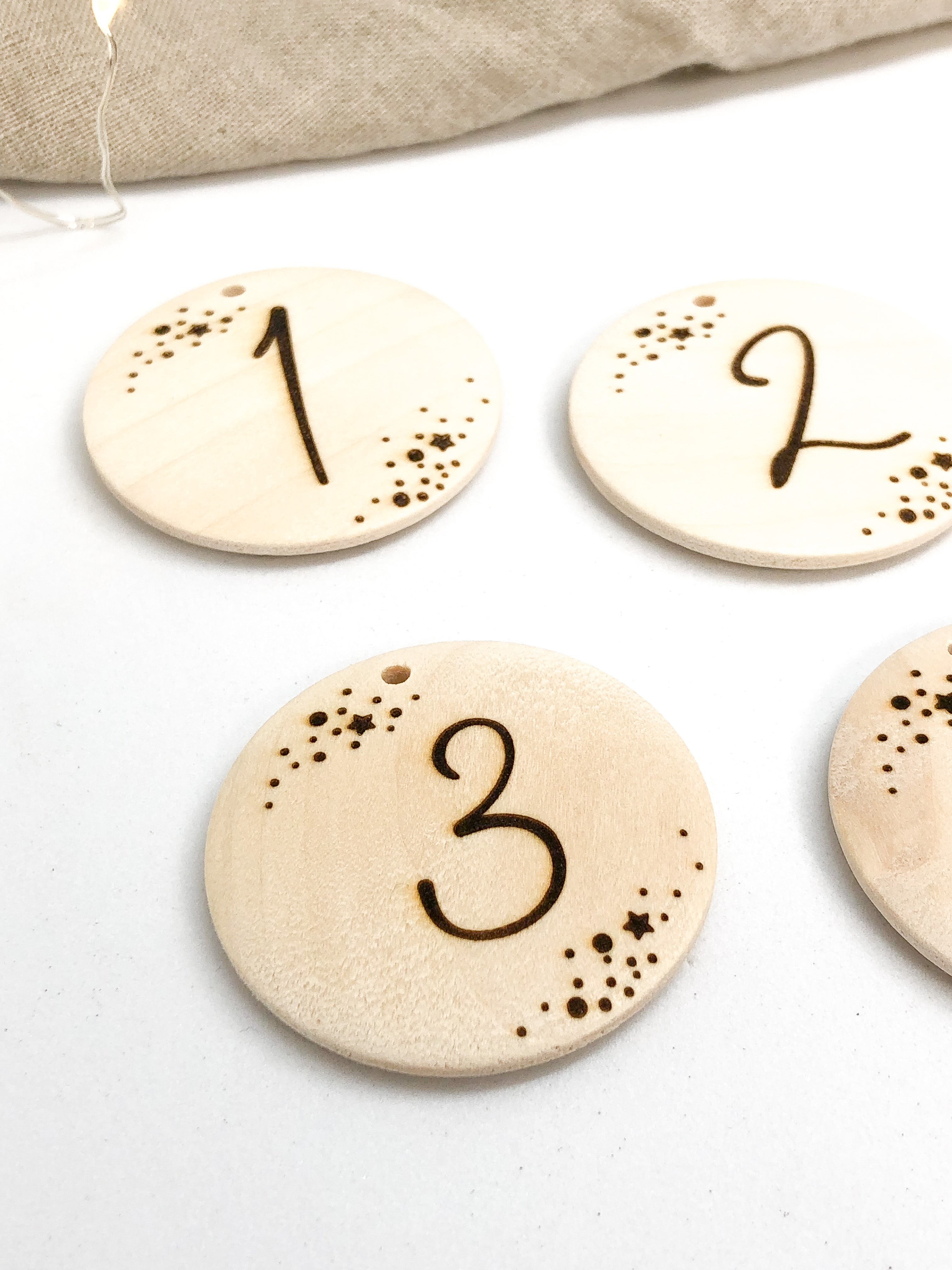 Adventskranz Zahlen aus Holz 1-4 SPARKLE