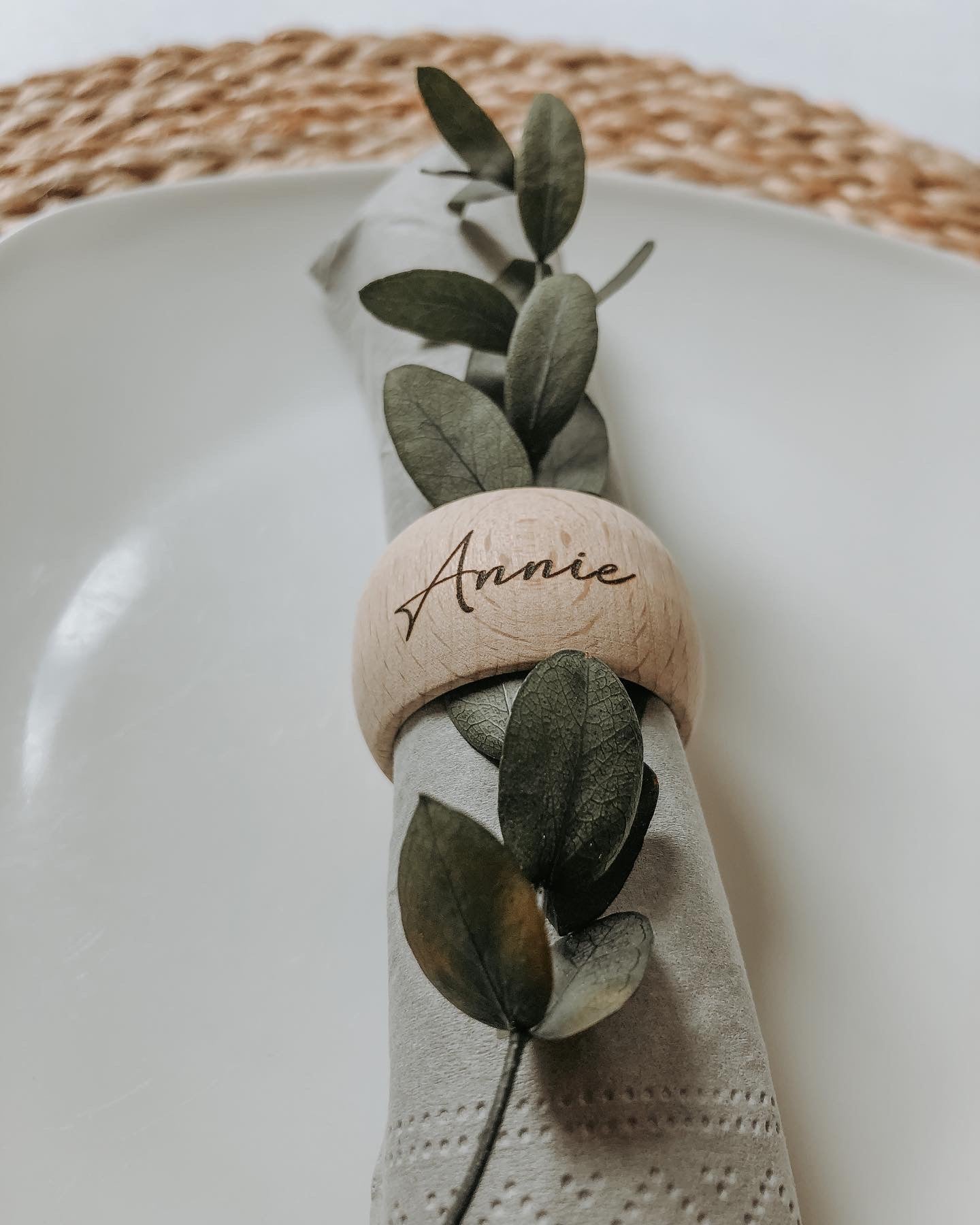 Personalized wooden napkin ring