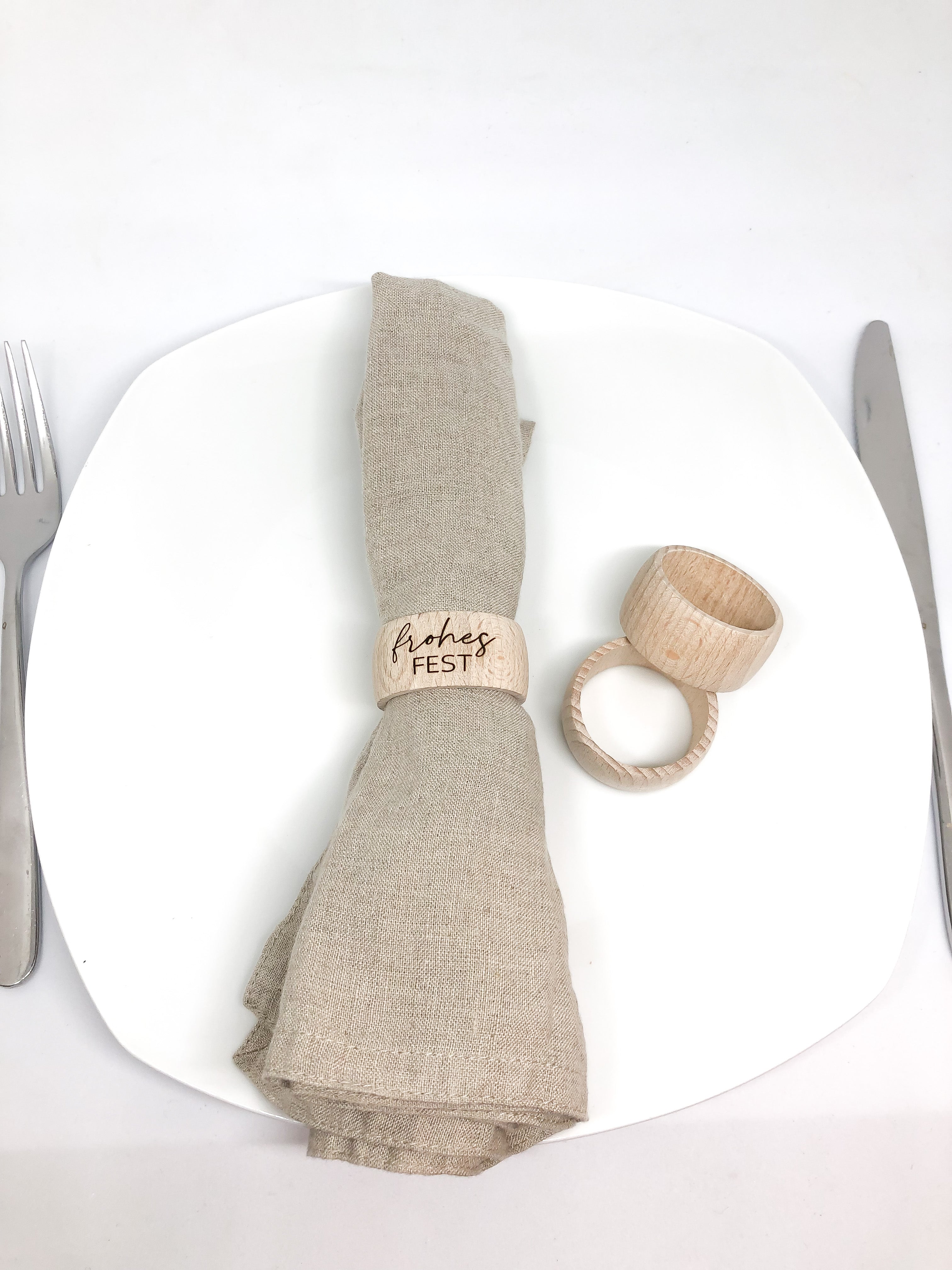 Serviettenring aus Holz Frohes Fest