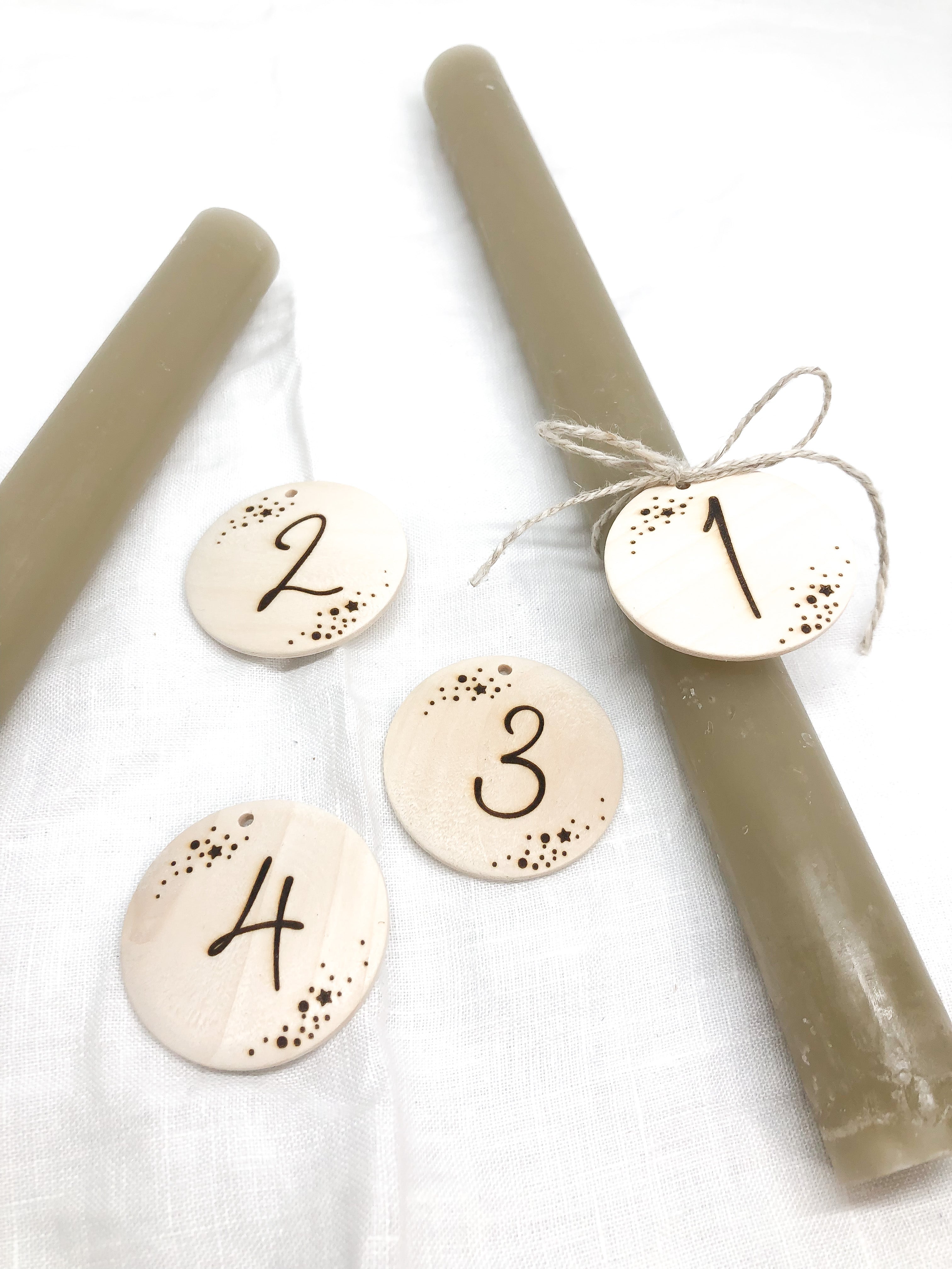 Adventskranz Zahlen aus Holz 1-4 SPARKLE