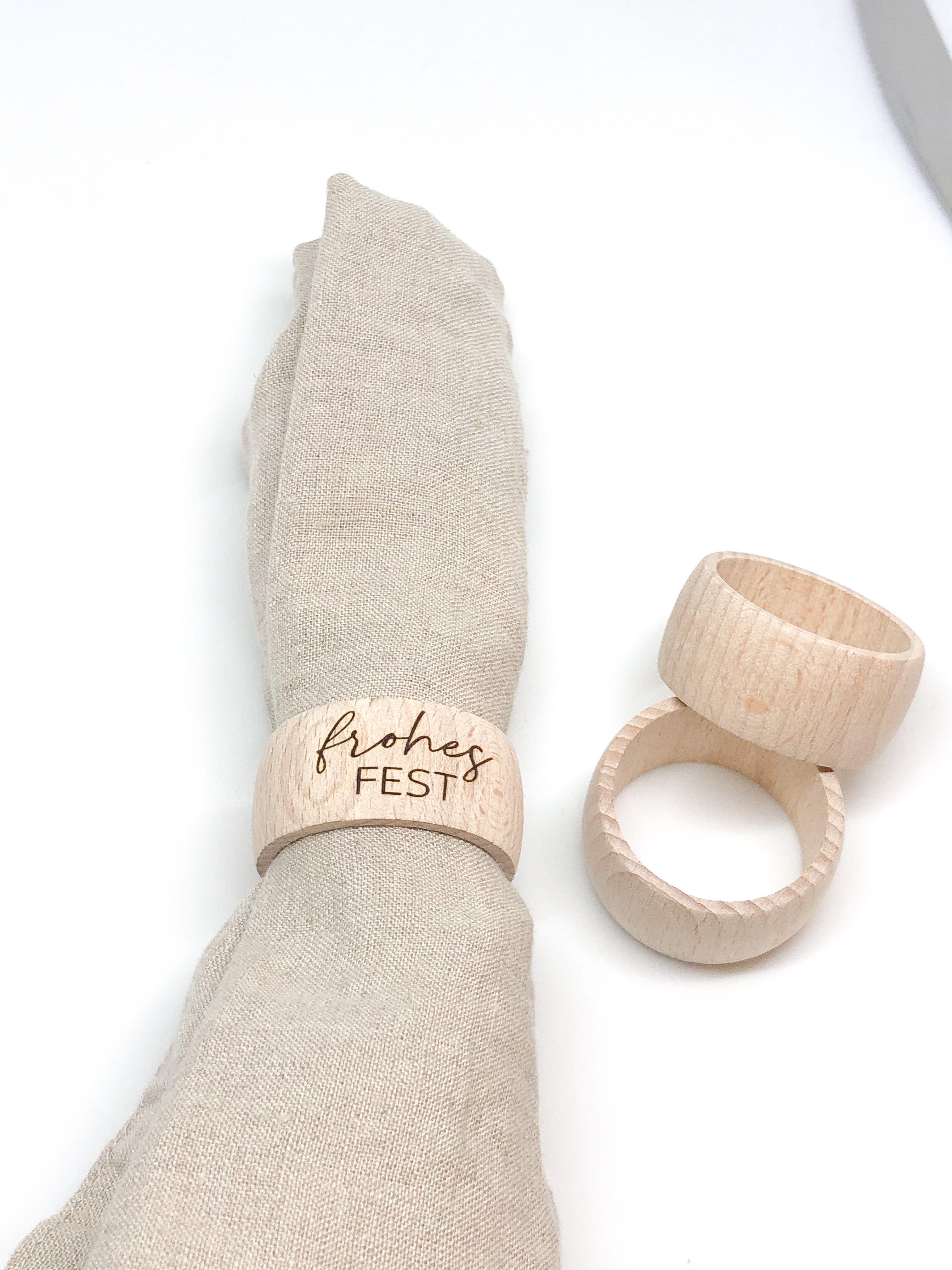 Serviettenring aus Holz Frohes Fest