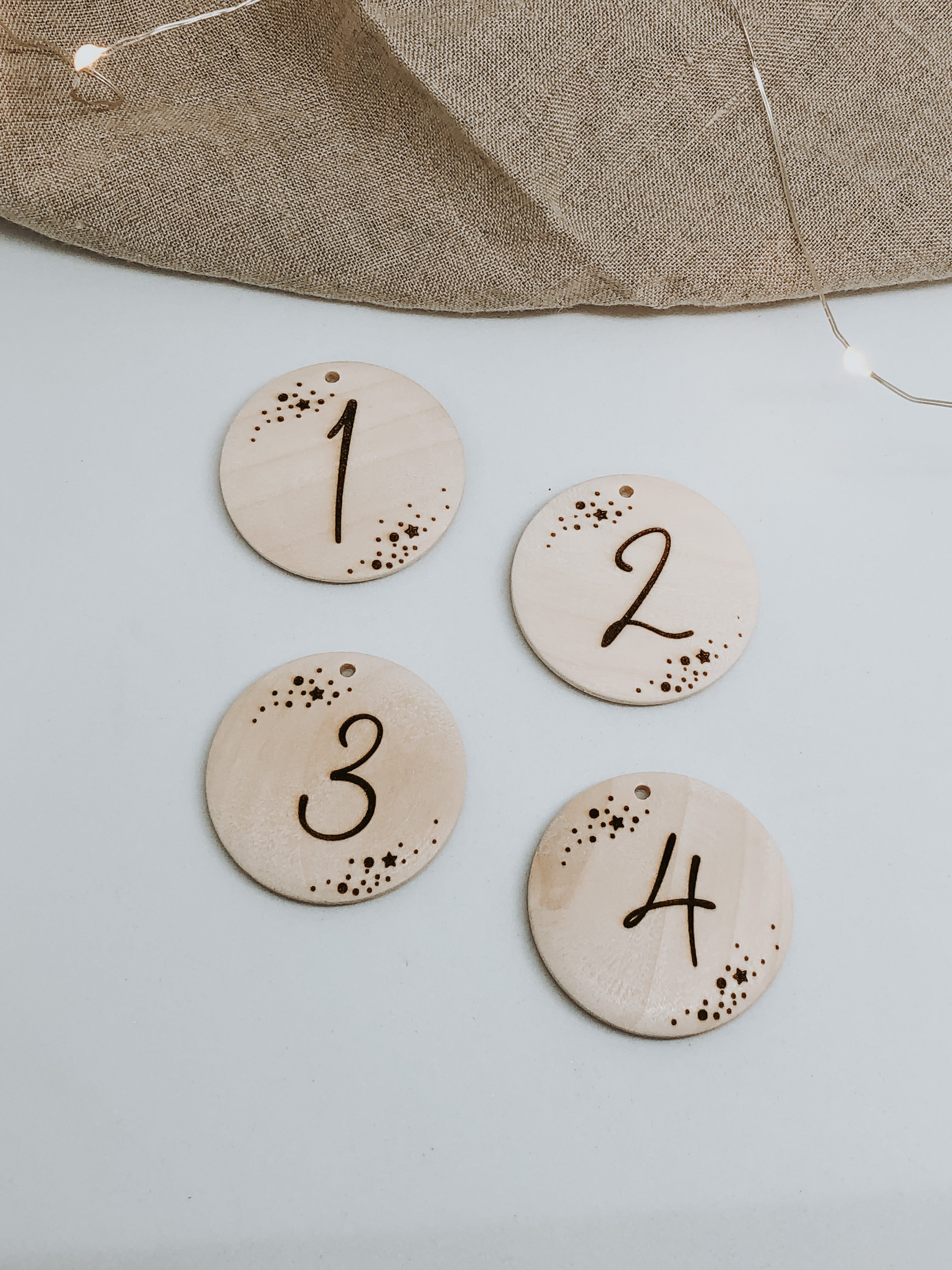 Adventskranz Zahlen aus Holz 1-4 SPARKLE