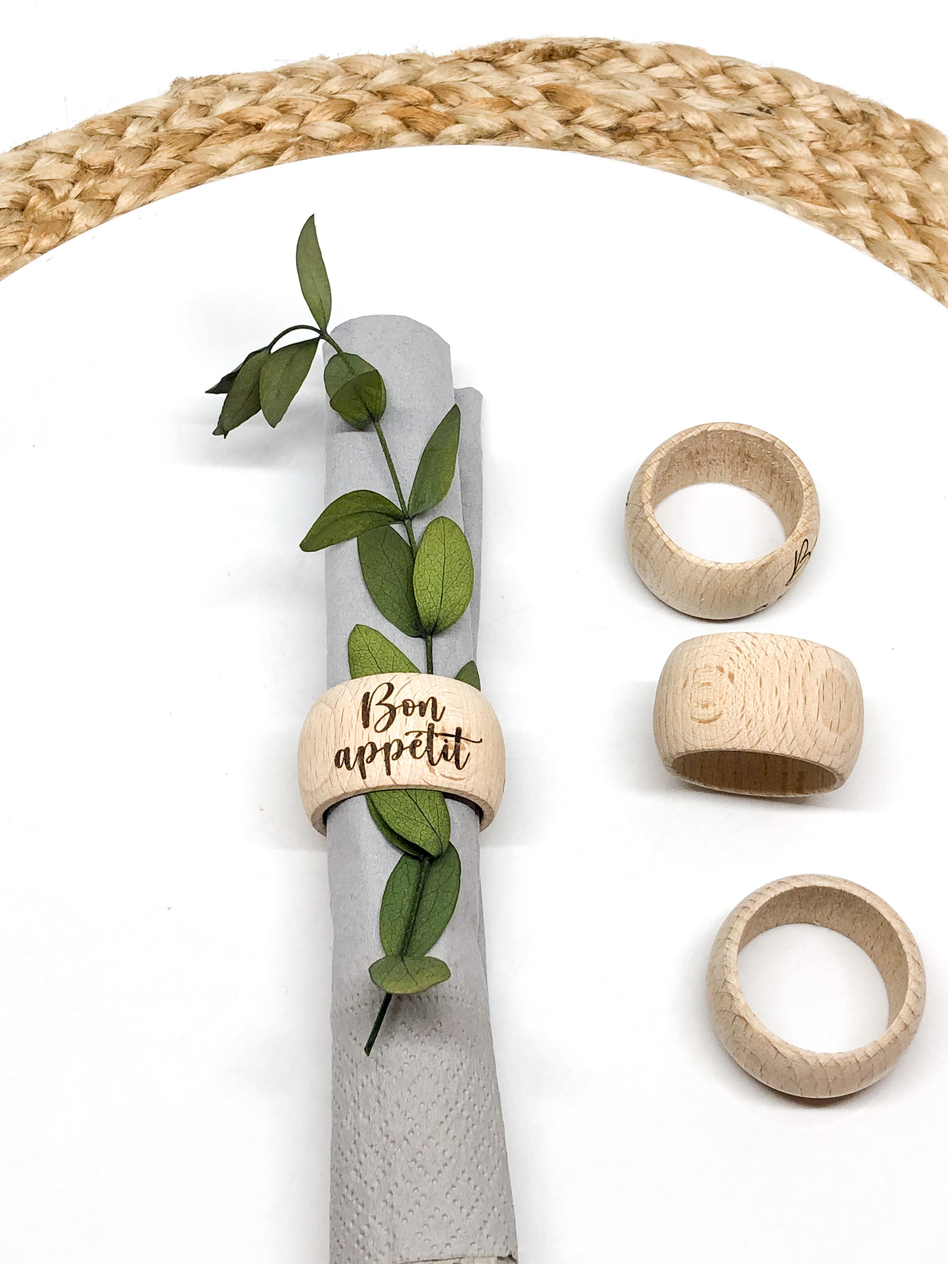 Serviettenring aus Holz Bon appétit