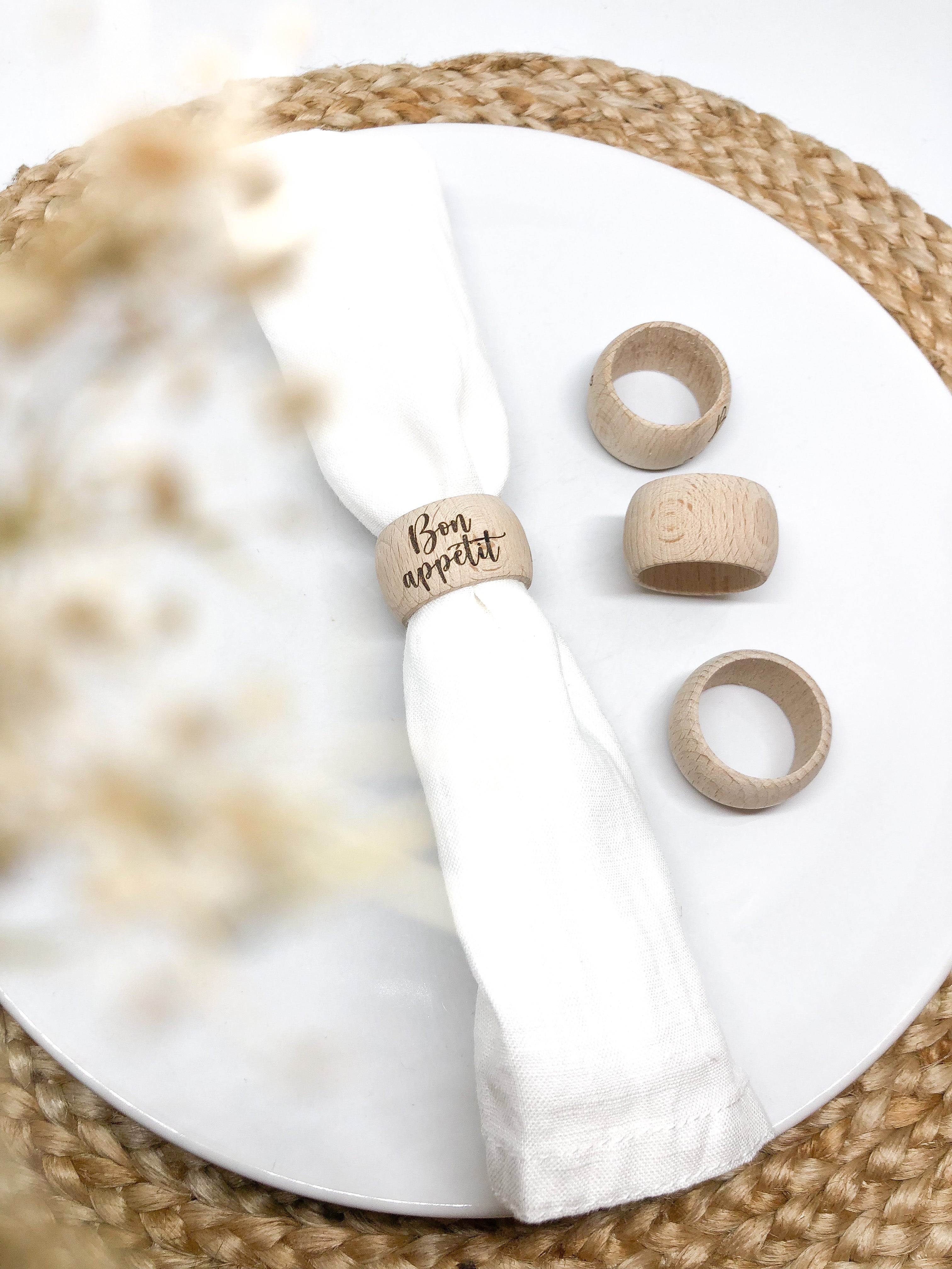 Serviettenring aus Holz Bon appétit