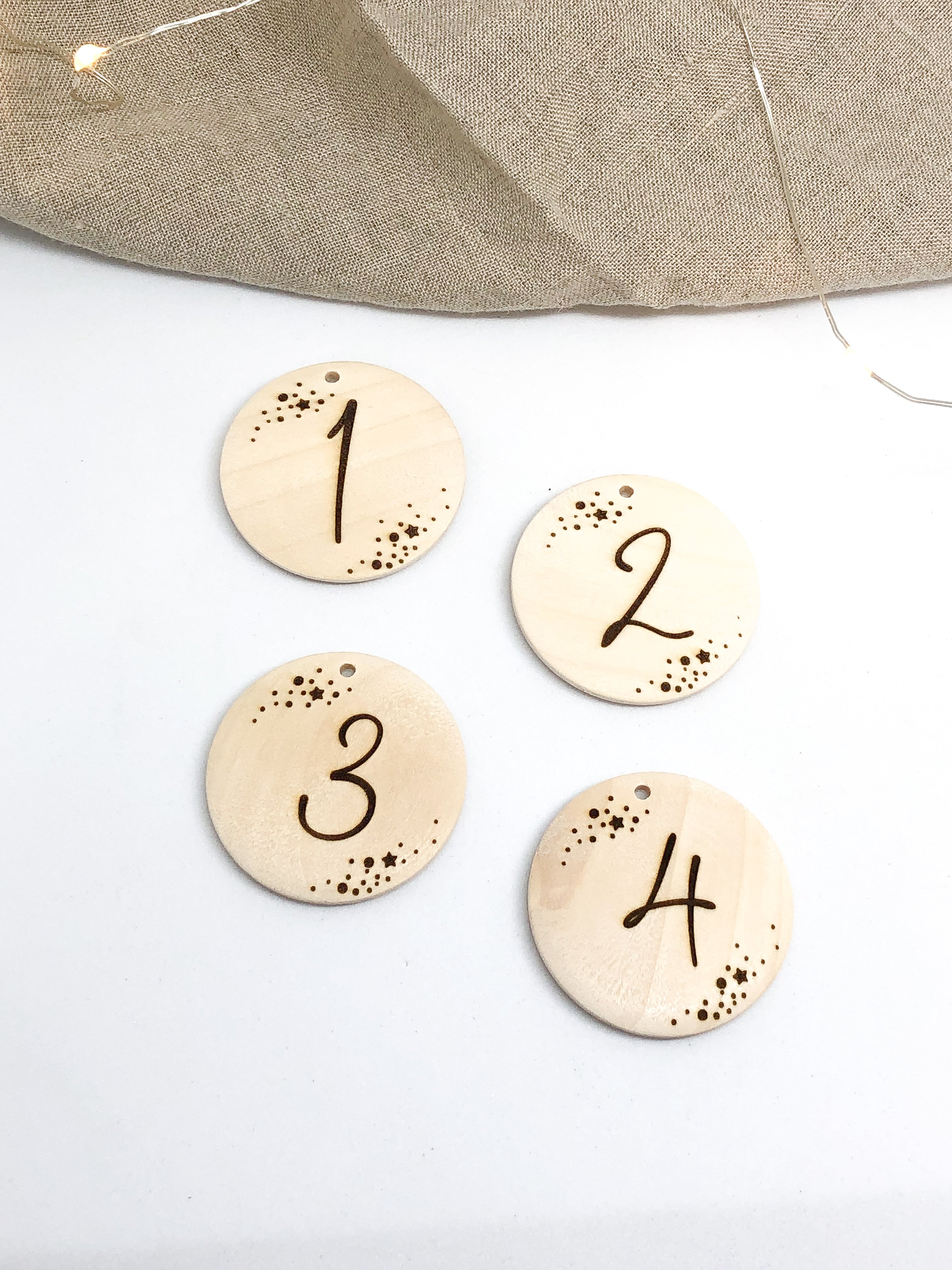 Adventskranz Zahlen aus Holz 1-4 SPARKLE