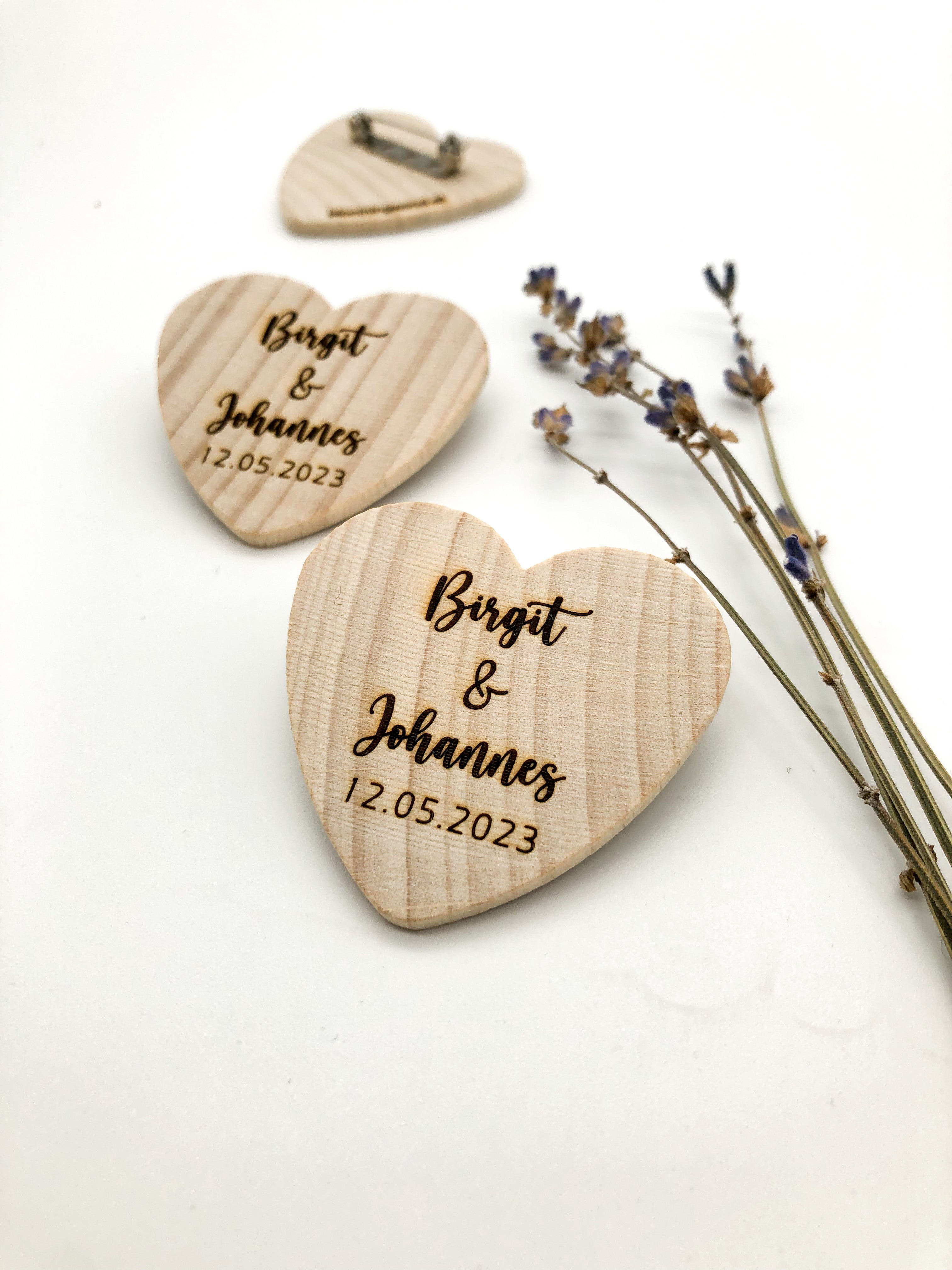 Personalized Wedding Heart Pin