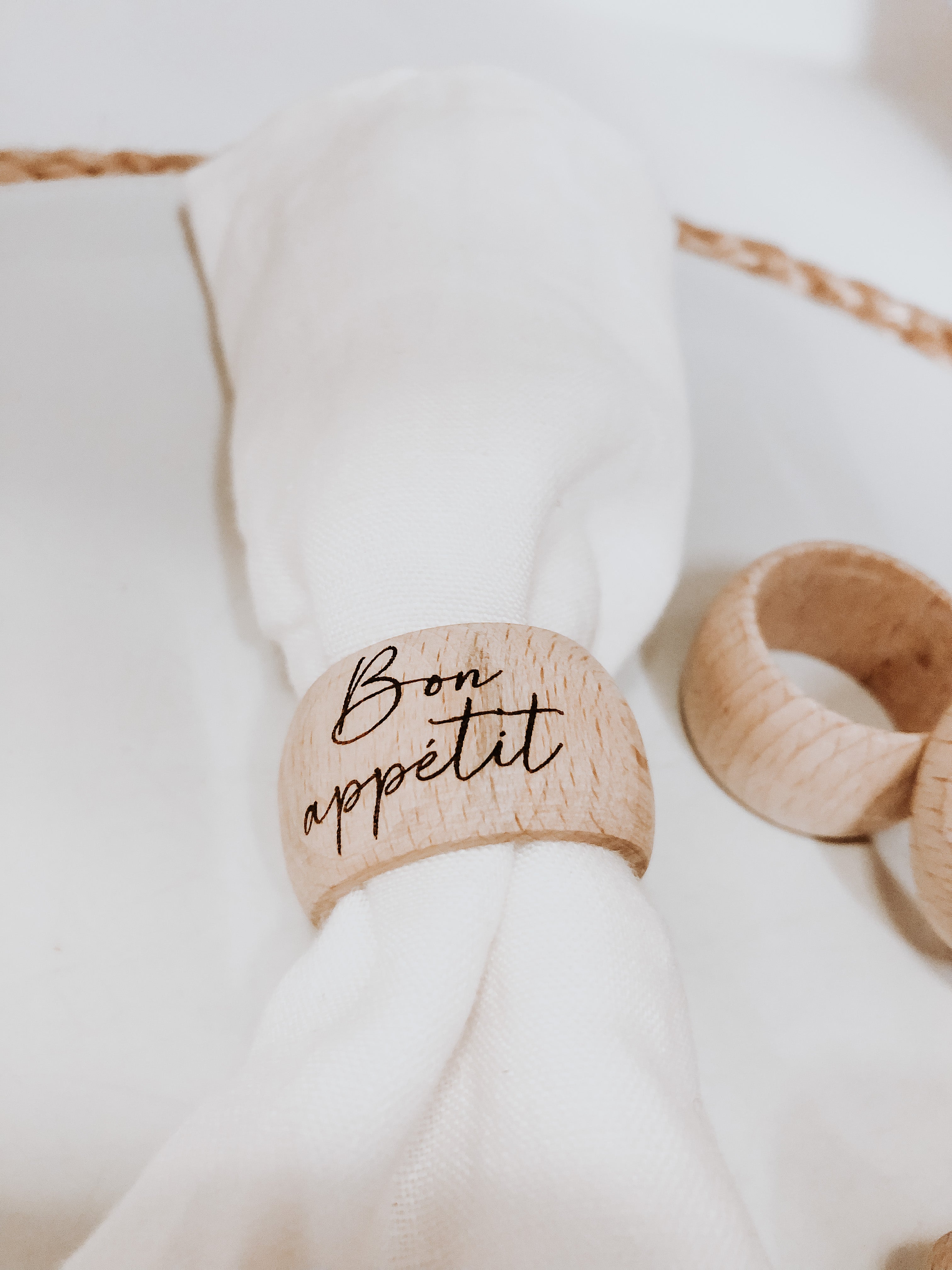 Serviettenring aus Holz Bon appétit