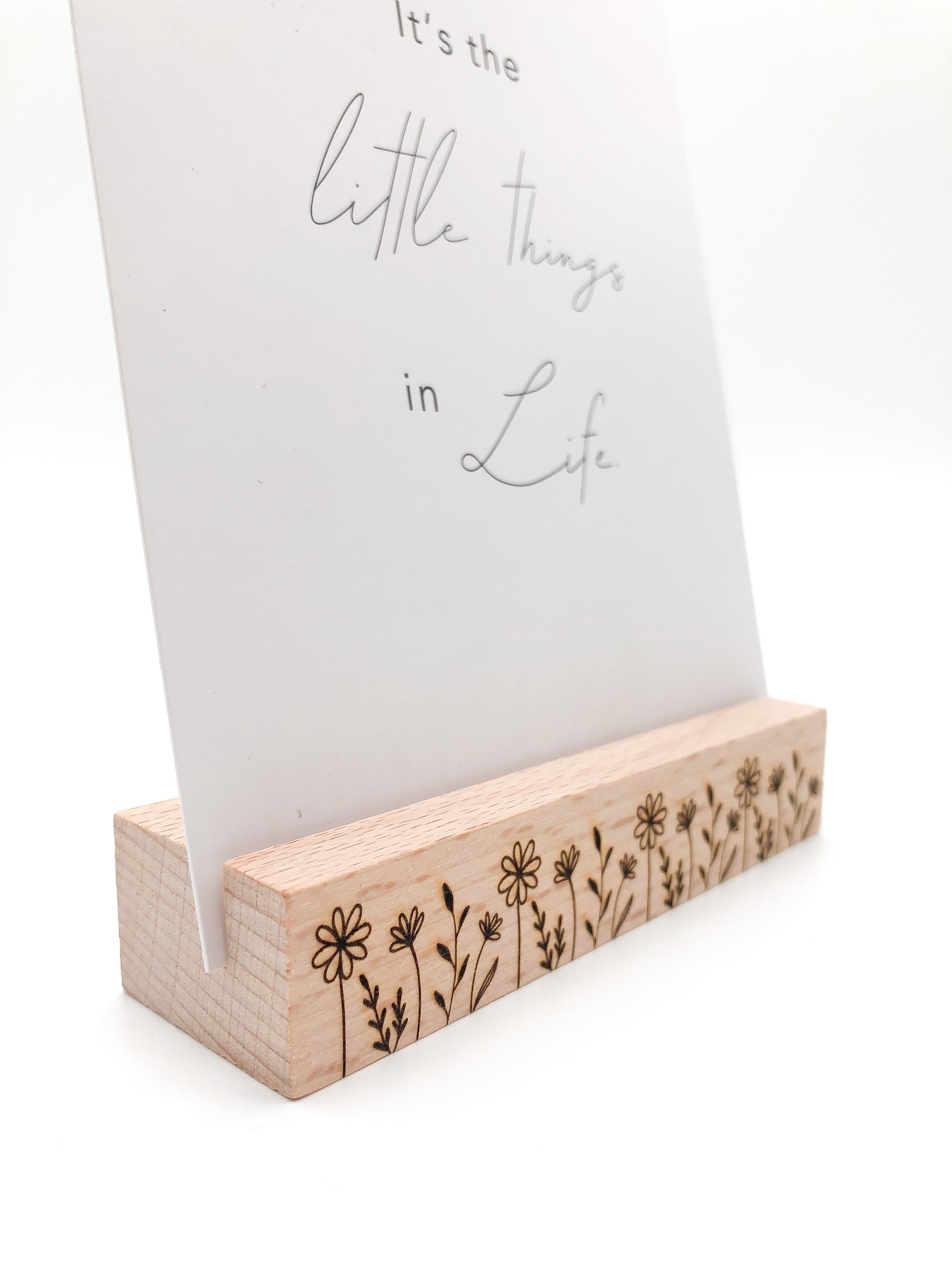 Platzkartenhalter für Karten und Fotos aus Holz mit gravierten Blumen für Hochzeiten, Geburtstage 2-er Set