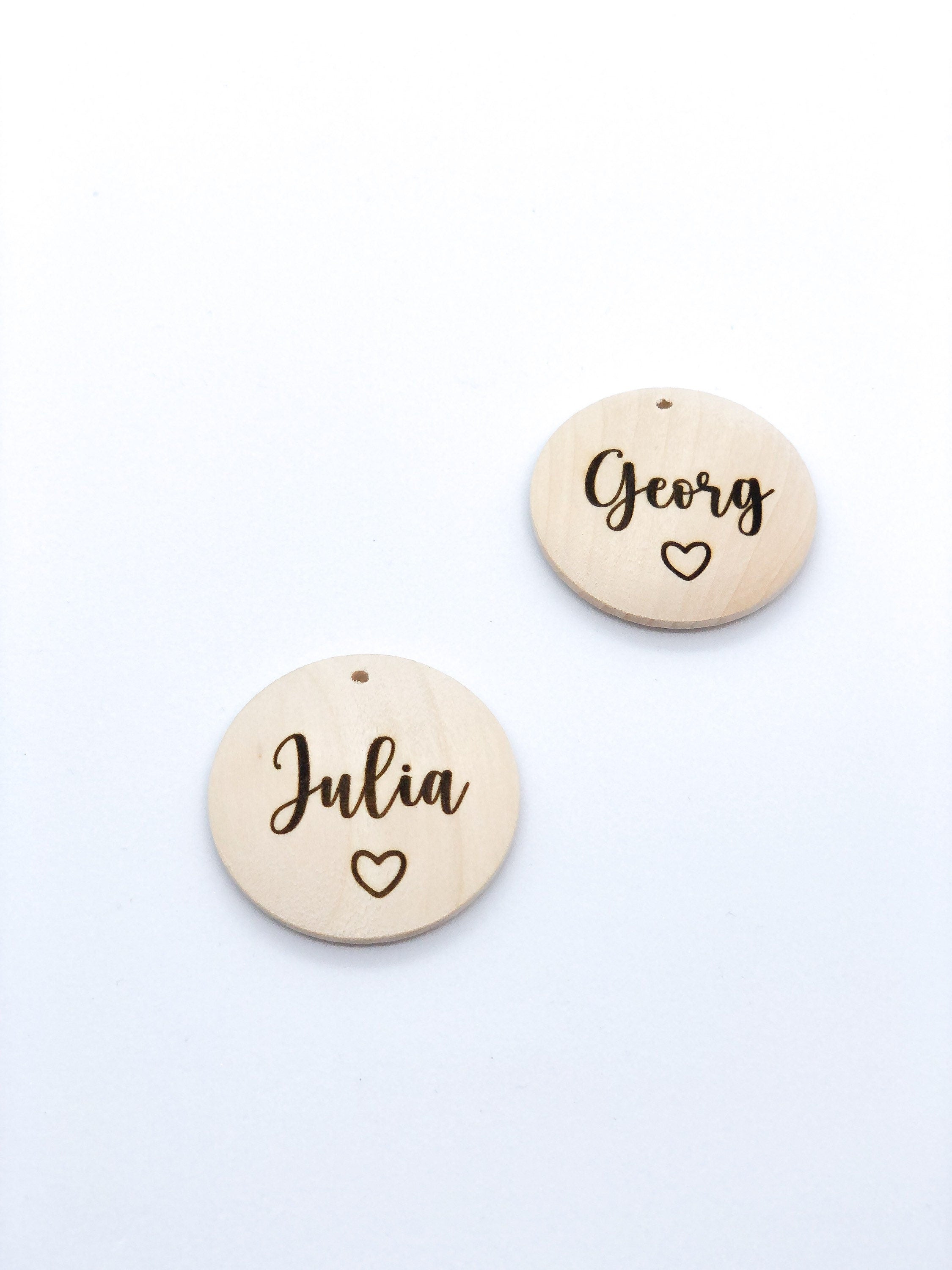 Pendant/place card HEART personalized with name