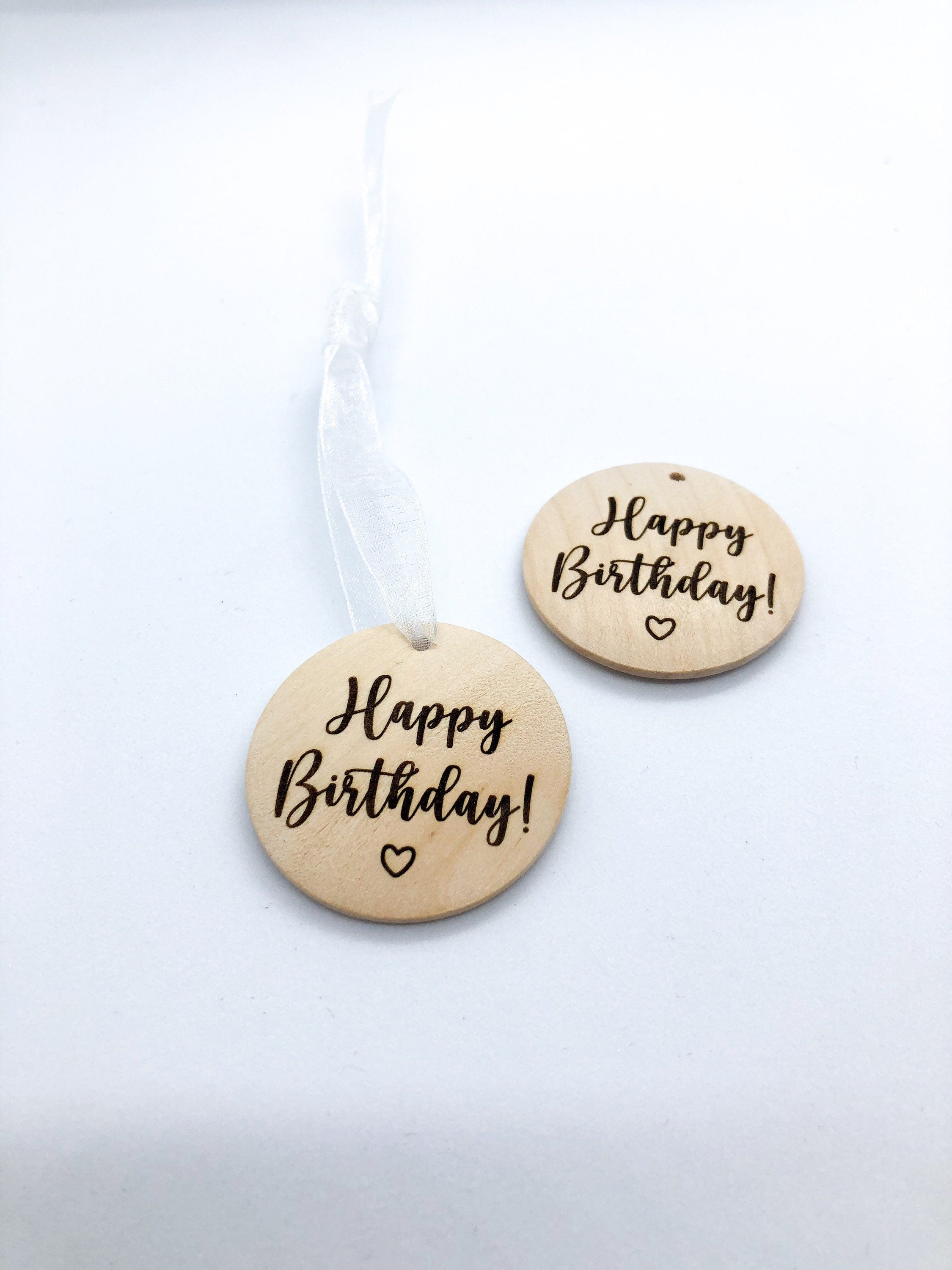 Wooden Happy Birthday gift tag