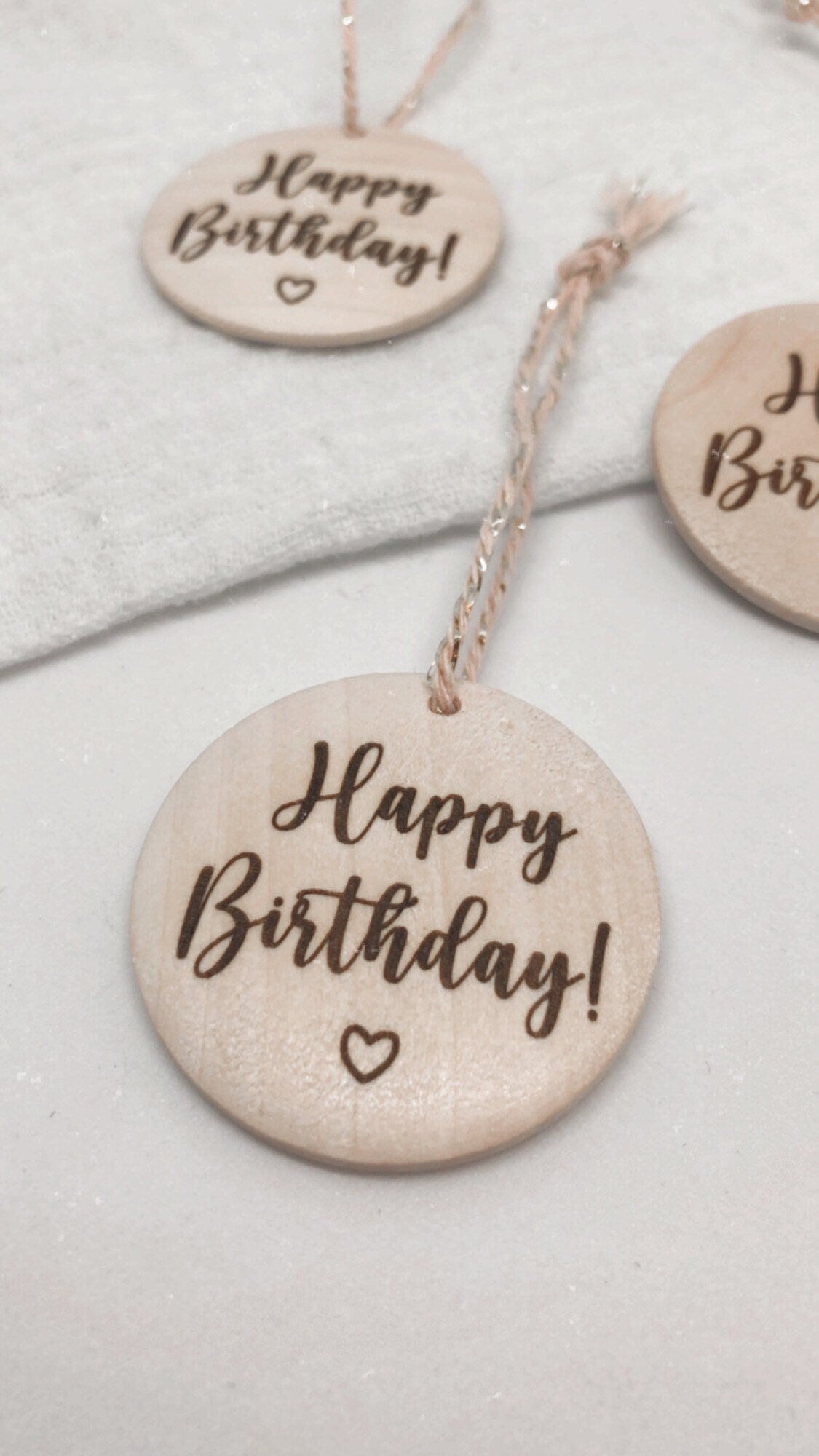 Wooden Happy Birthday gift tag