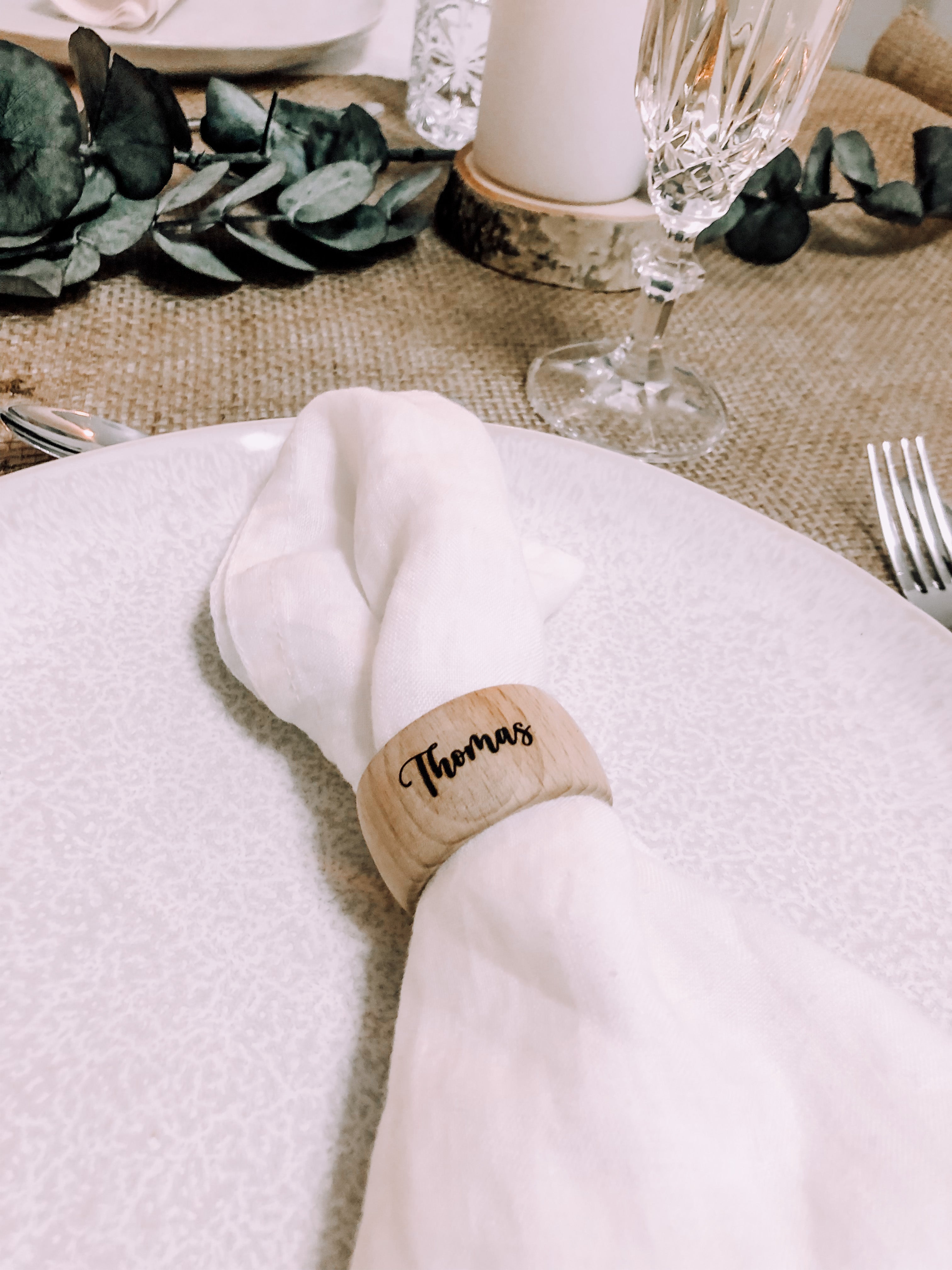 Personalized wooden napkin ring