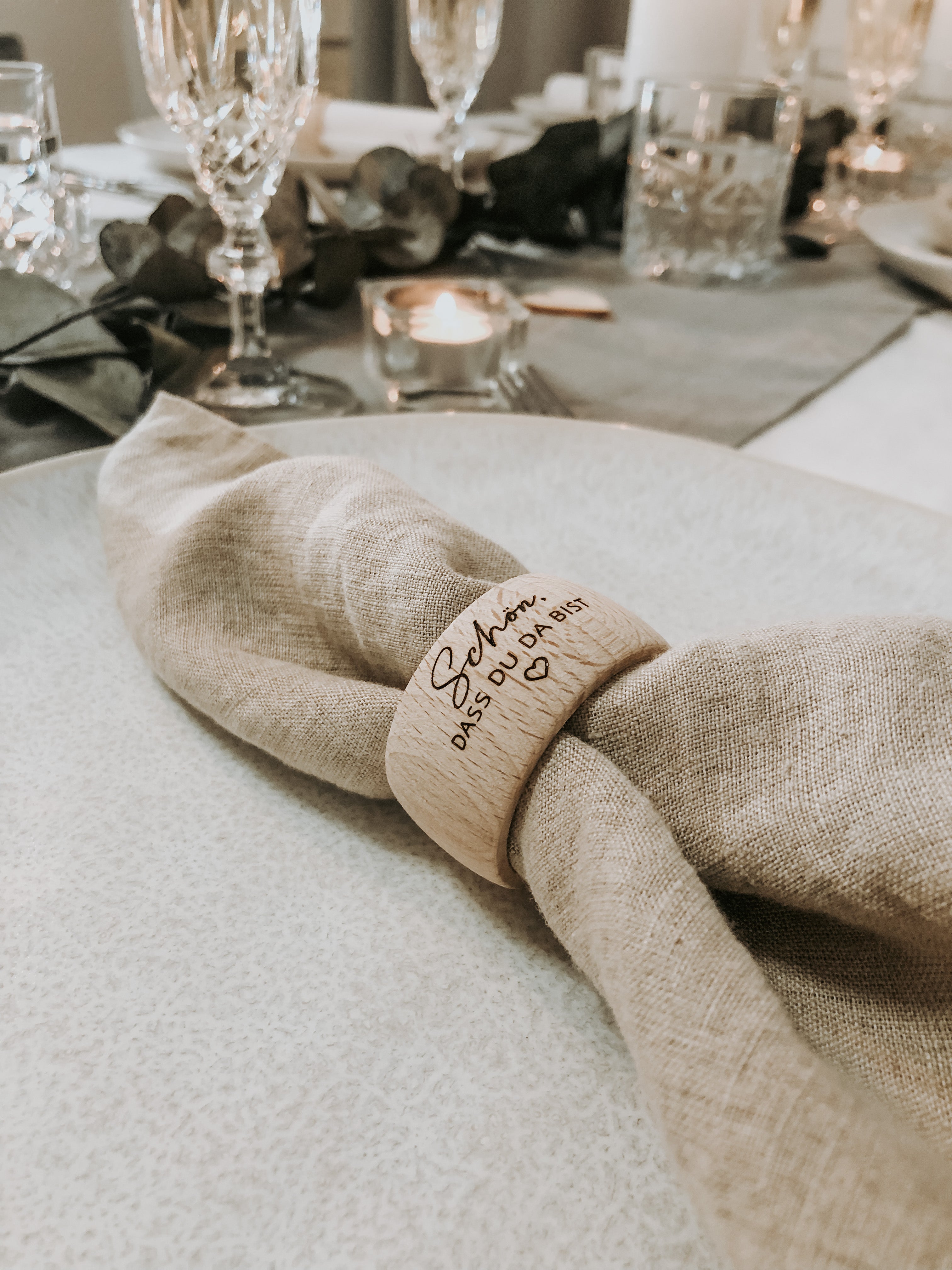 Wooden napkin ring Nice that you're here